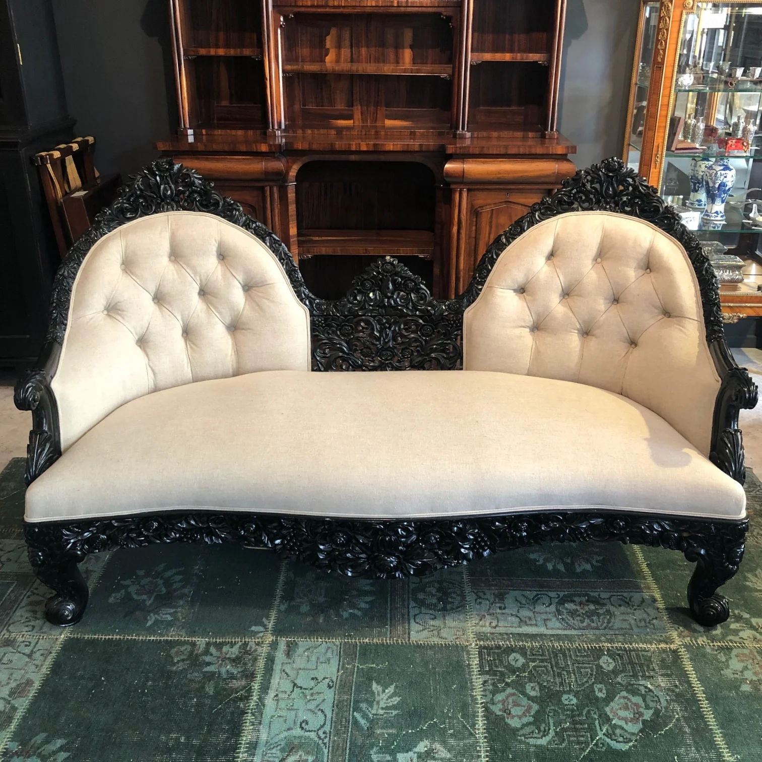 Mid 19th Century Anglo Indian Ebony Couch 