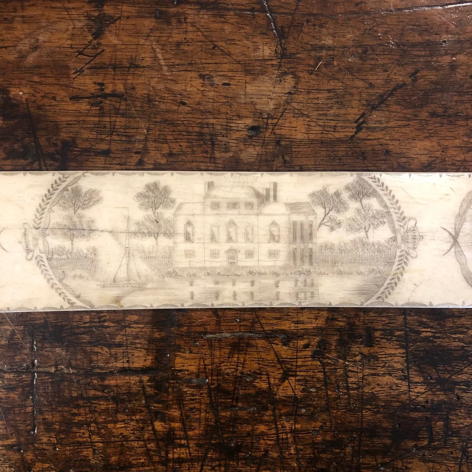 Mid 19th century whale bone busk, circa 1840 antique 