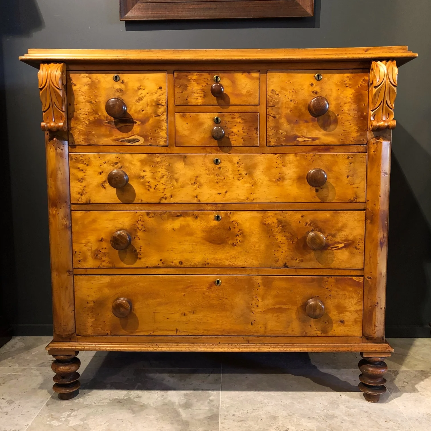 Mid 19th Century Tasmanian Birds Eye Huon Pine Chest