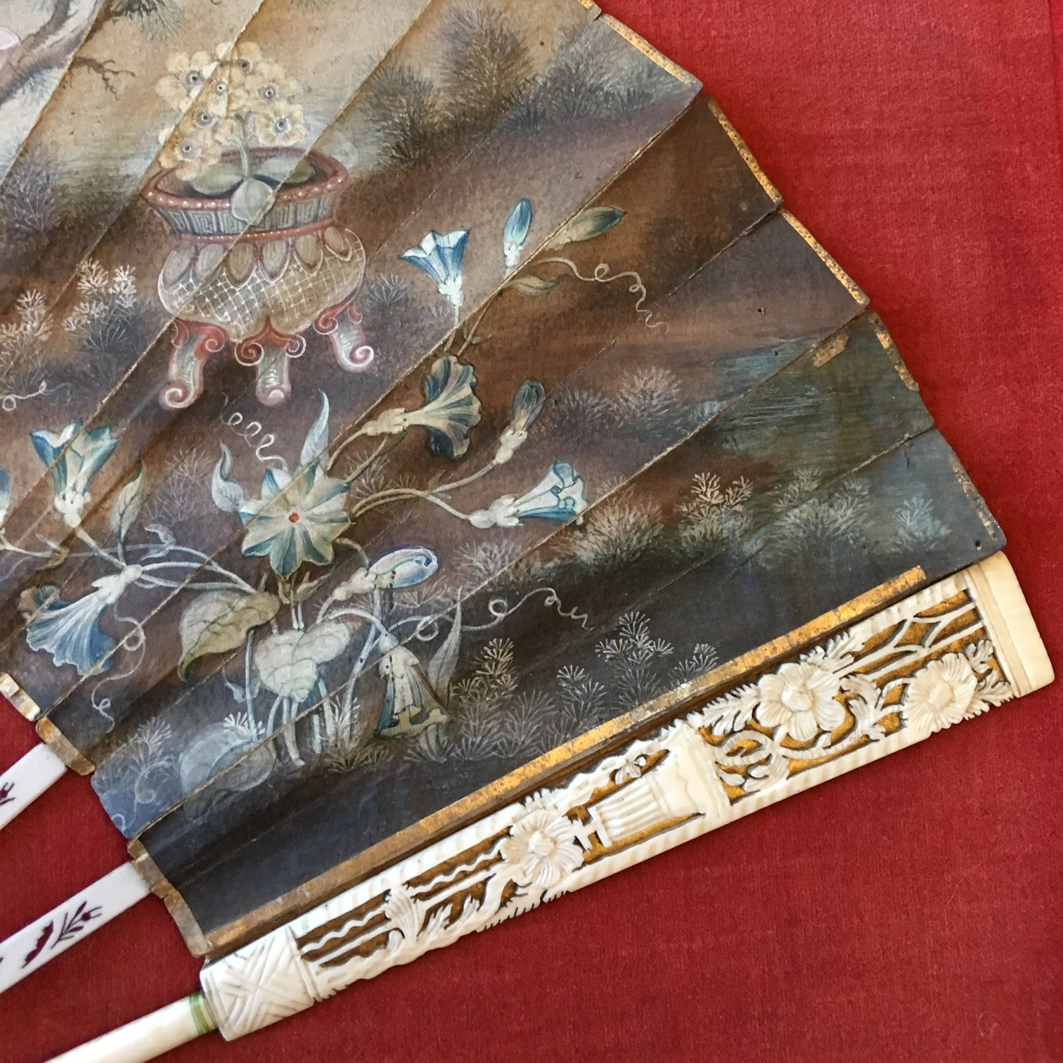 Rare 18th Century Chinese Export Fan in Case