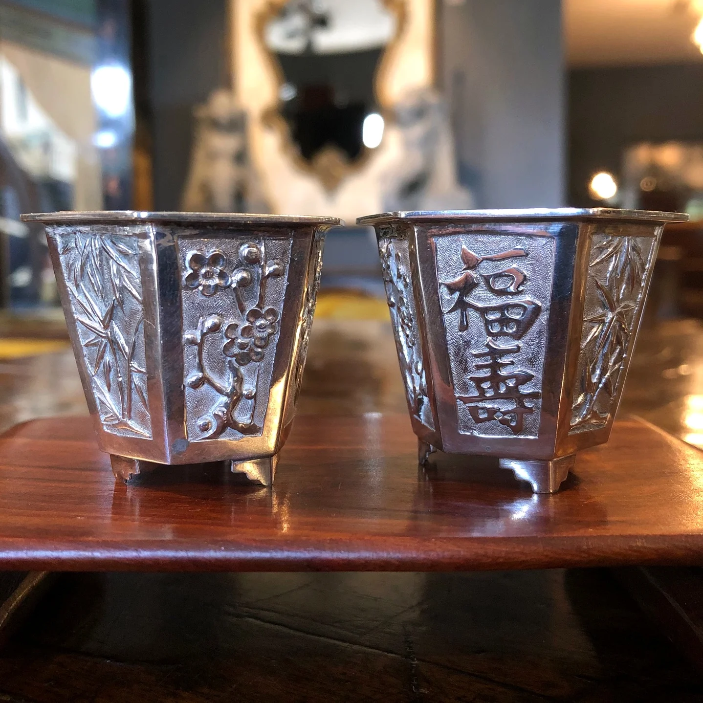 19th Century Chinese Export Silver Salt Cellars