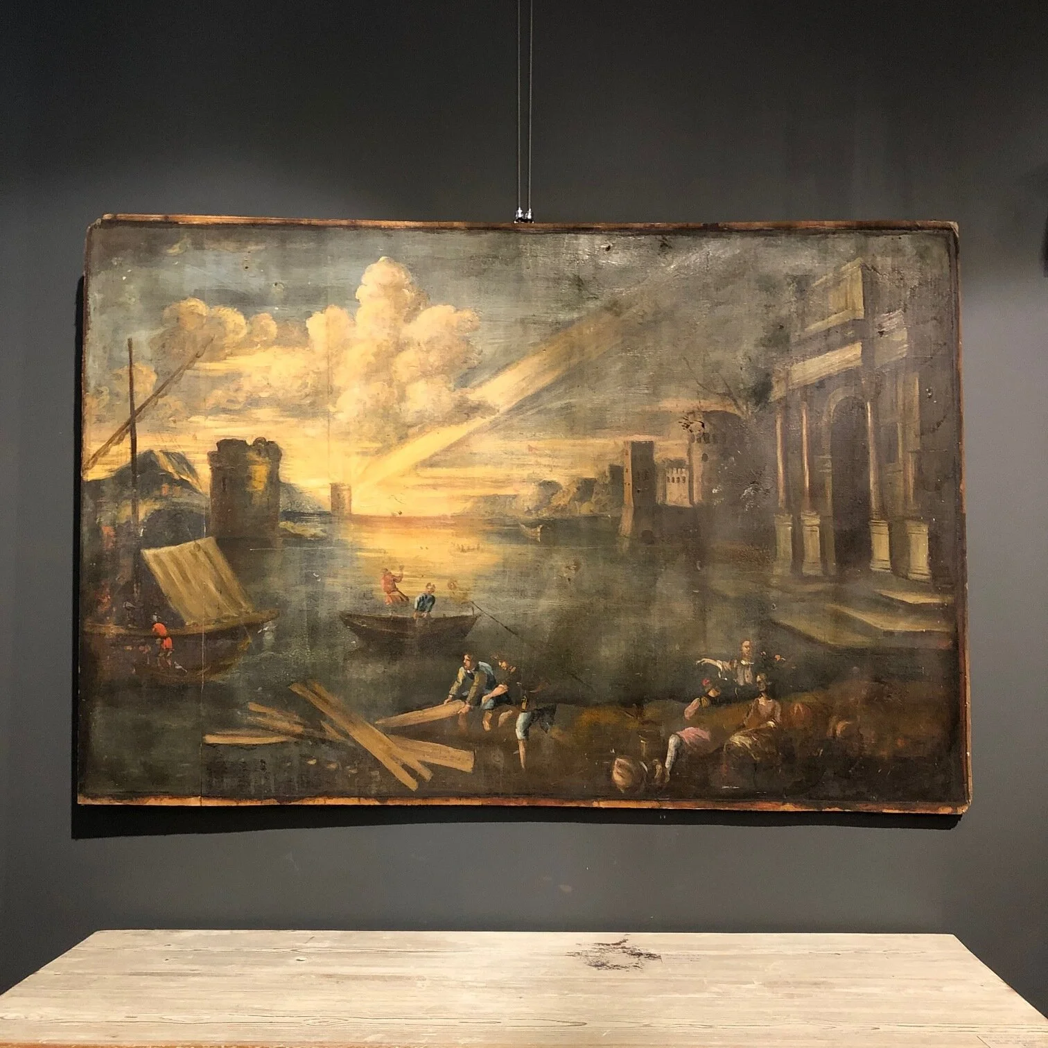 18th century Italian oil painting on wooden panel antique art