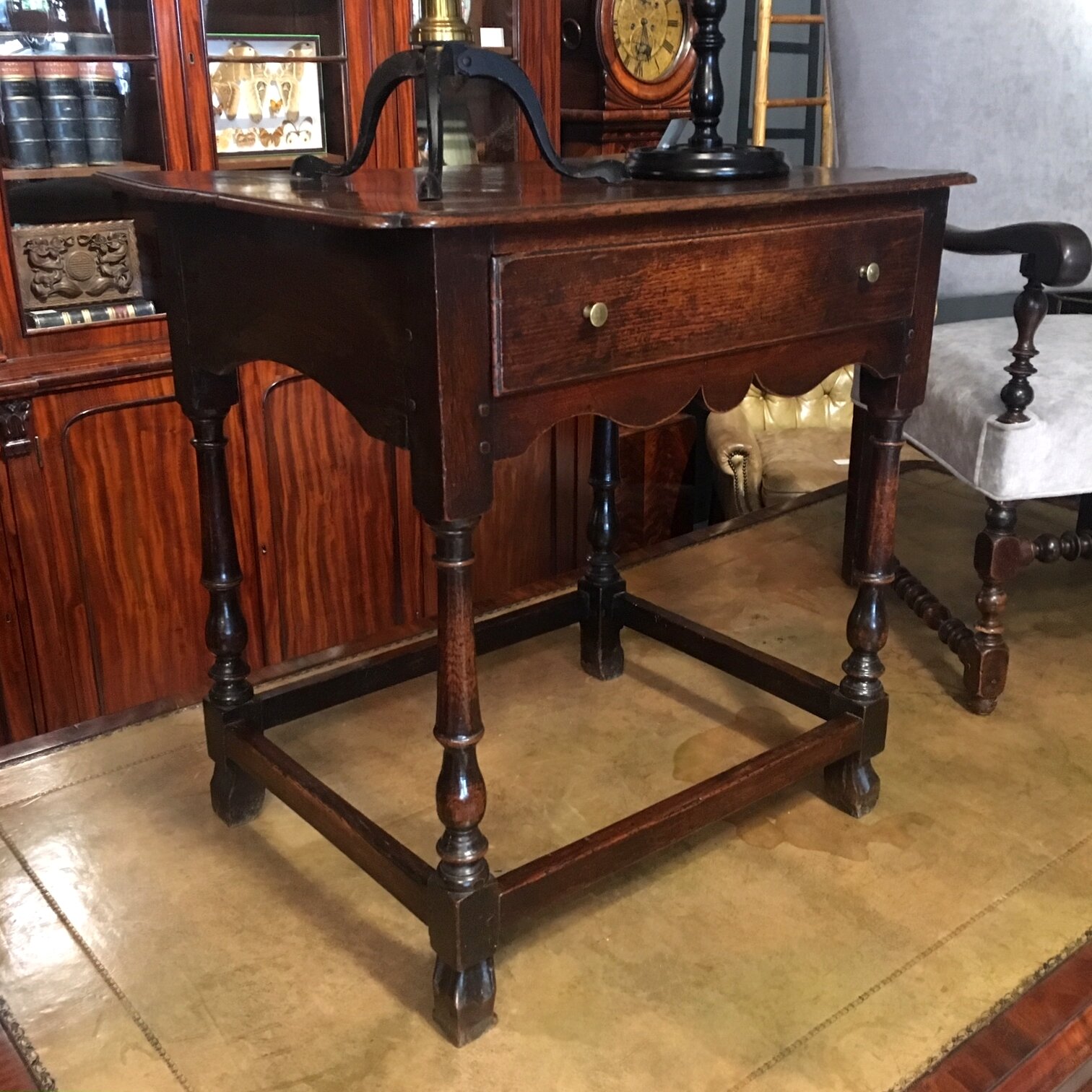 Mid 18th century English oak side table, circa 1740-60 antique