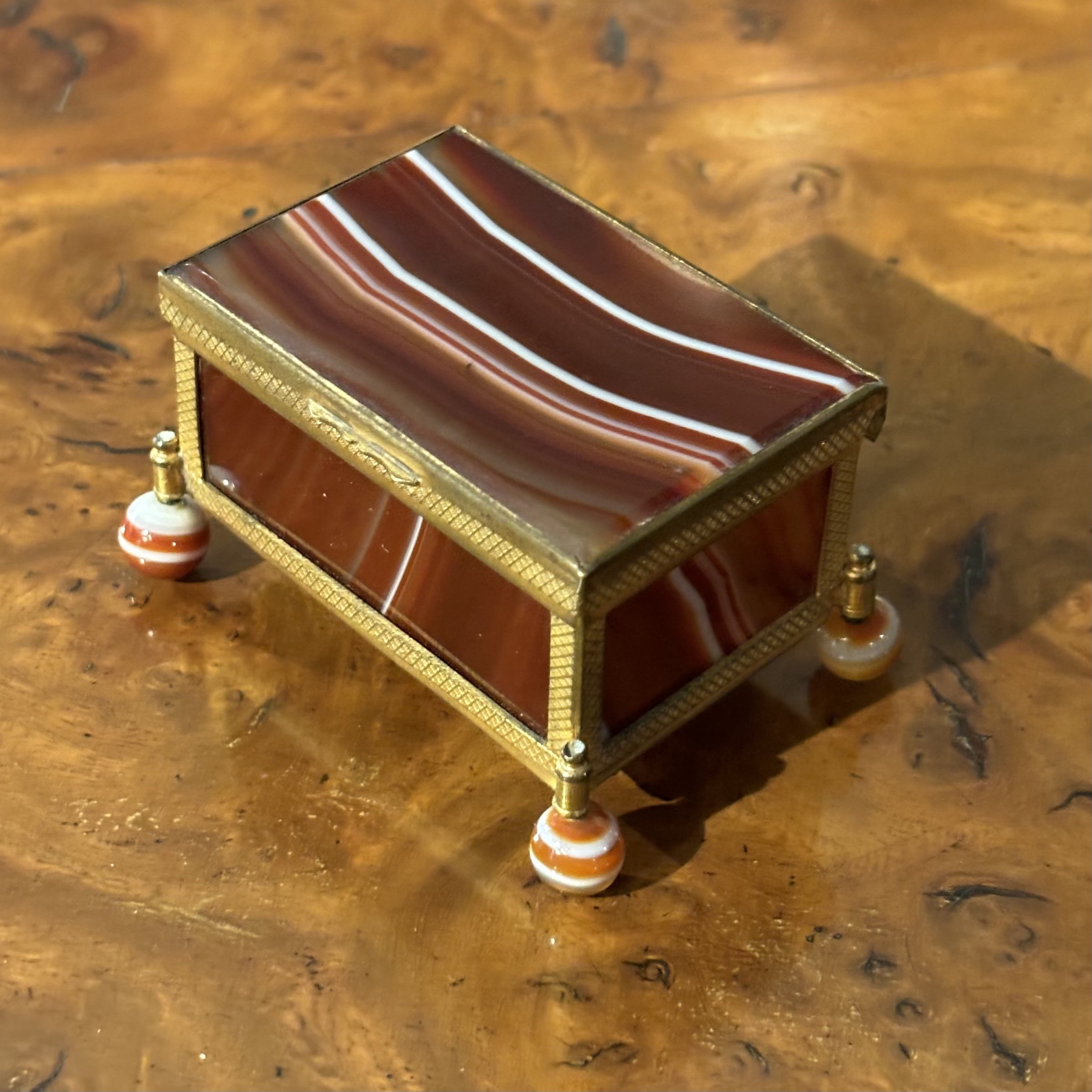 Antique 19th century French banded agate trinket box.
