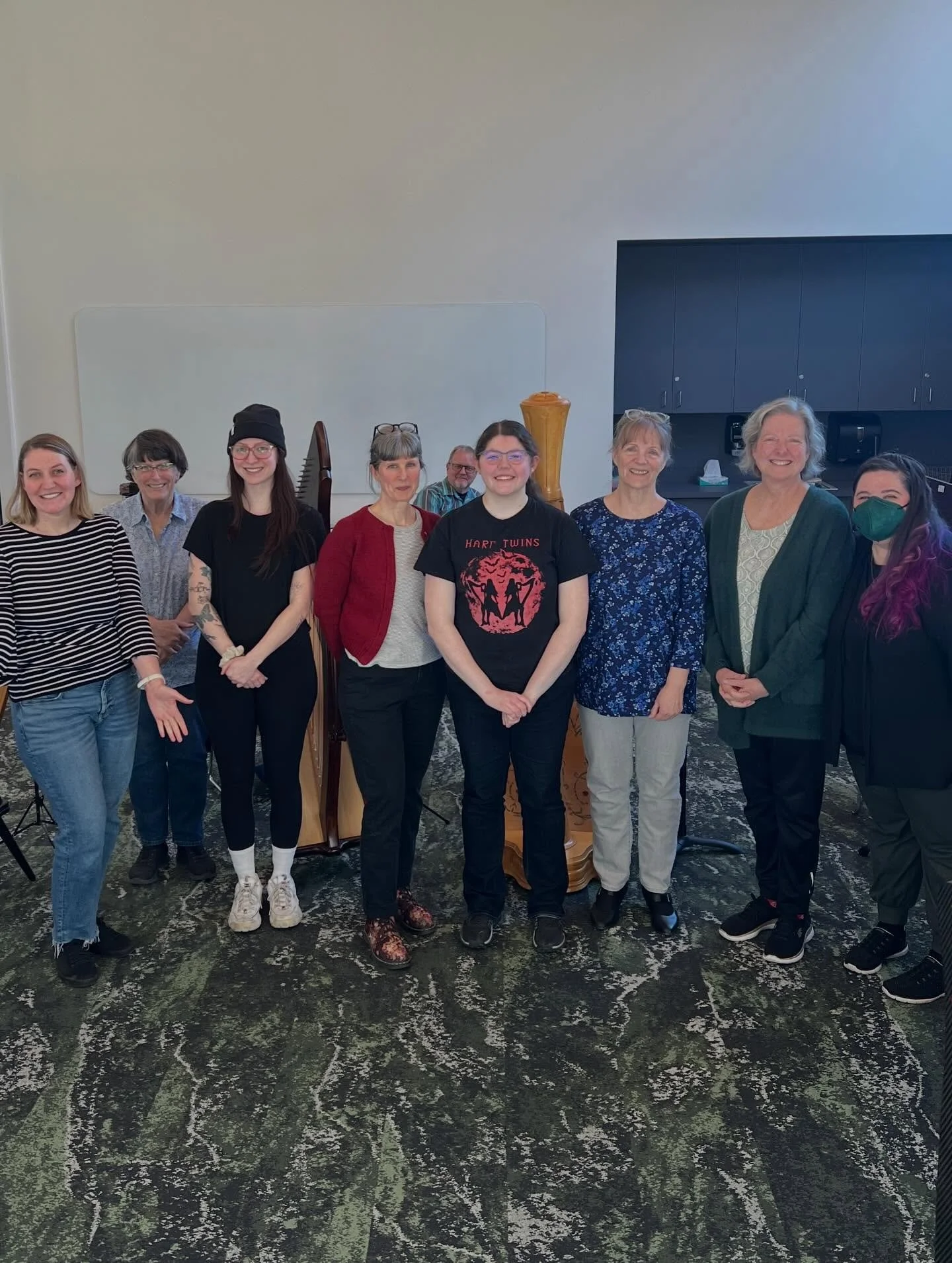 I&rsquo;m so proud of all these lovely harpists for coming out each month! This was the third meeting of the Milwaukie Harp Circle. We did a new harp ensemble piece- The Butterfly Jig, learned more about diatonic chords, and heard beautiful solos. Wh
