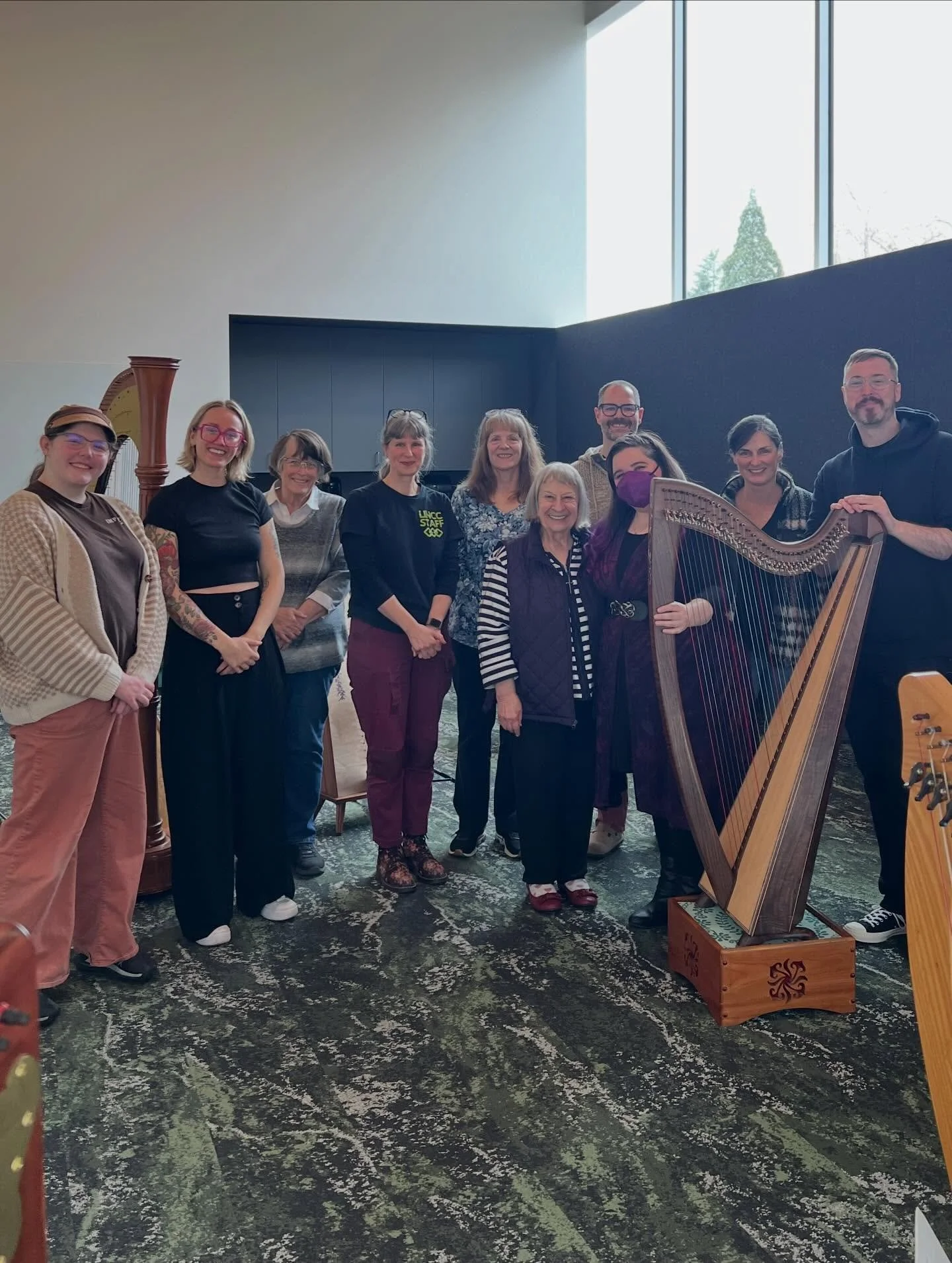 Amazing Milwaukie Harp Circle meetup today! Thank you so much to the Oak Lodge Library for hosting us. 
🪉💕
We played ensemble music, learned about improv, and got to hear solos!  Truly excellent day of harp.