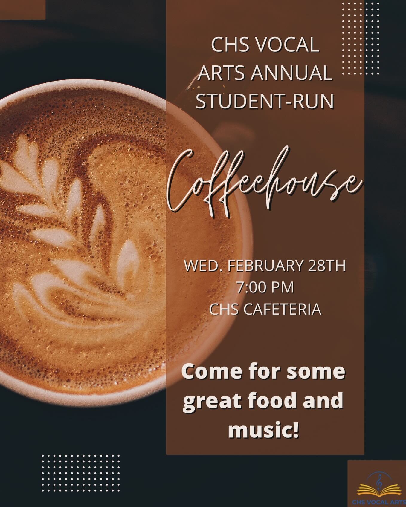 Our annual Choir Coffeehouse is coming up, tomorrow at 7pm in the lunchroom!! Come out to see our wonderful performers and musicians on Wednesday! ☕️☕️

#coffee #singing #choirmusic