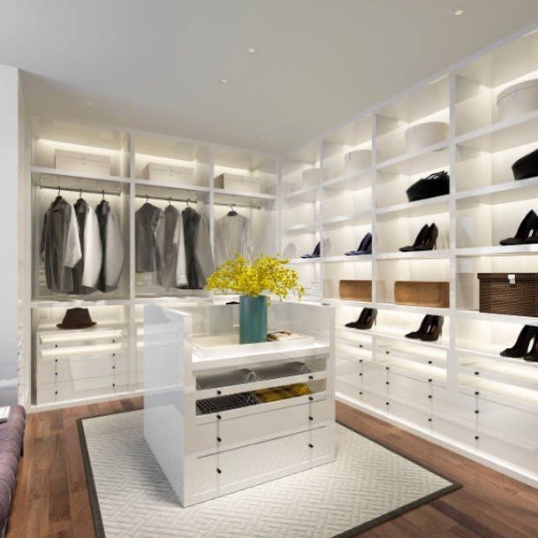 ✨Beautiful, clean space with functionality and utility. Lighting makes a powerful aesthetic and makes your collections easy to find. ✨ #customcloset #theContainerStore #tcs #tucsonarizona #closetorganization #dreamcloset