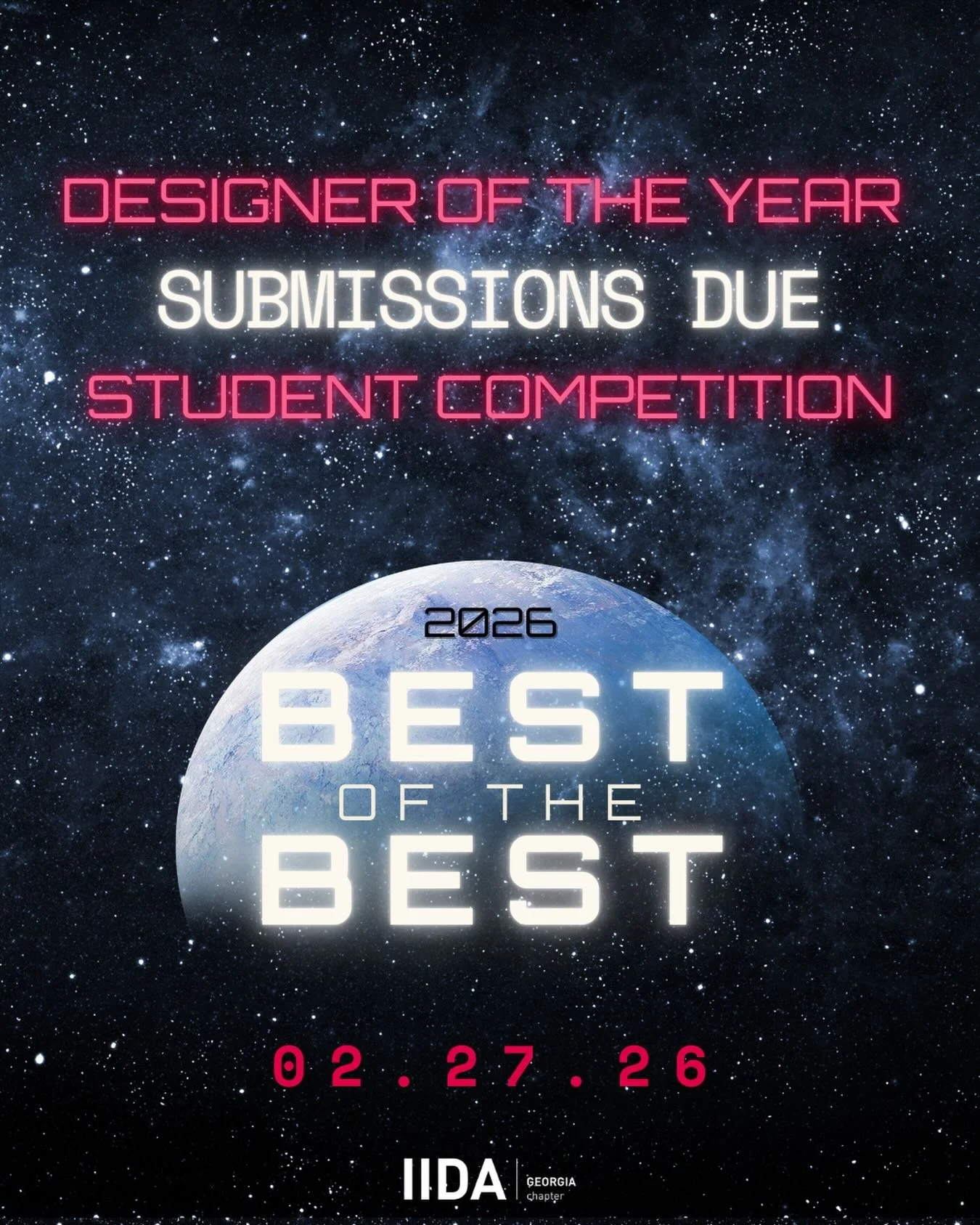 All Designer of the Year + Student Submissions for the 2026 IIDA Best of the Best Awards are due Friday, February 27th by 5pm! Make sure your entry is cleared for takeoff! We&rsquo;re ready to celebrate the best in design. ✨🛫
