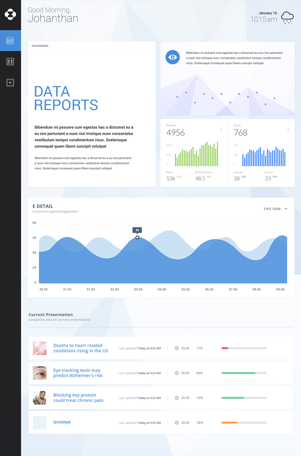 We designed smart modules so the platform could recommend a presentation that matched data points to the doctor.