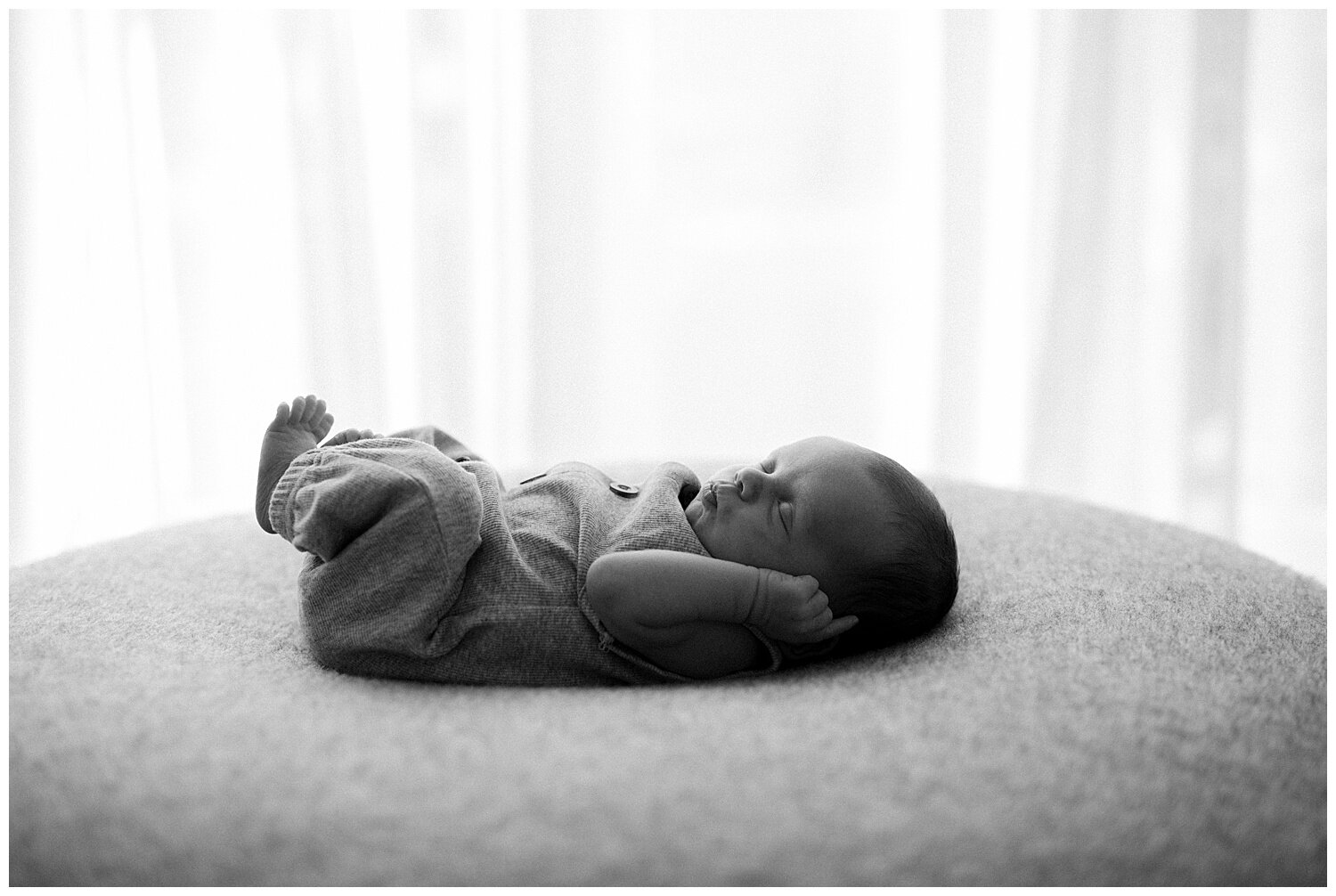 Laying baby parallel to the natural light, if you have sheer curtains even better. If you don’t have a play but moving slightly further away from the light will help to keep the light soft.