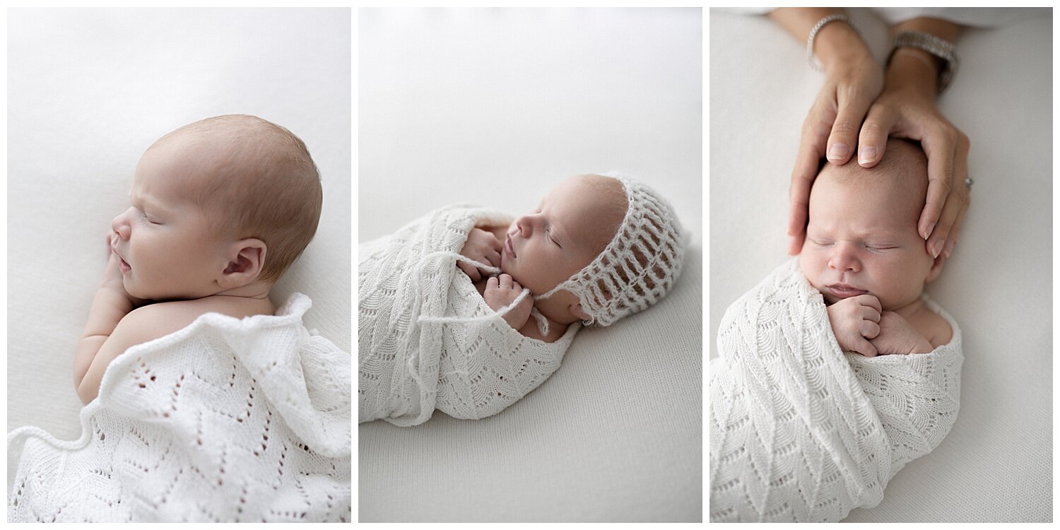 light coloured clothing and minimal props/accessories keep the focus on baby