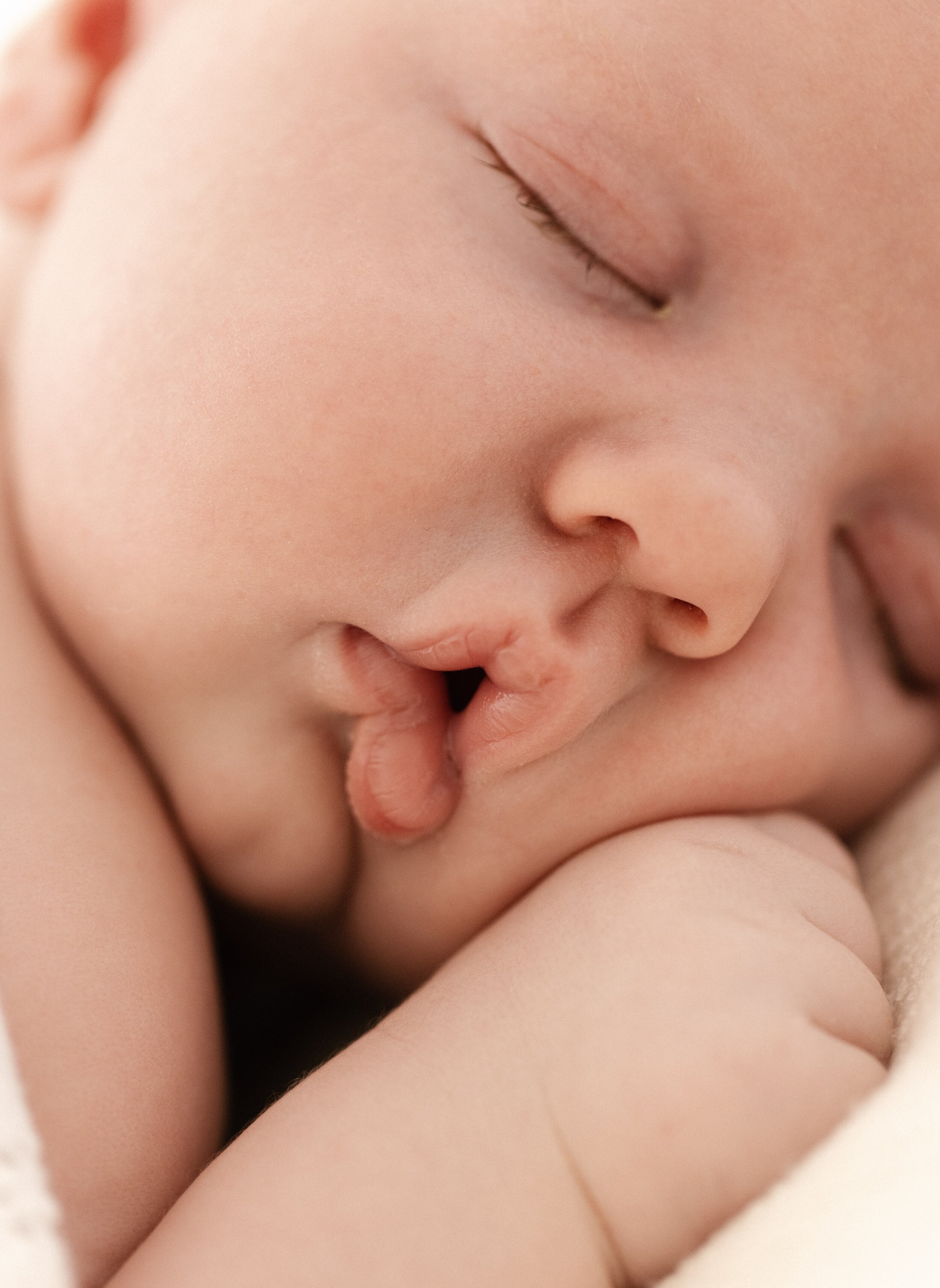 macro photograph of newborn baby lips