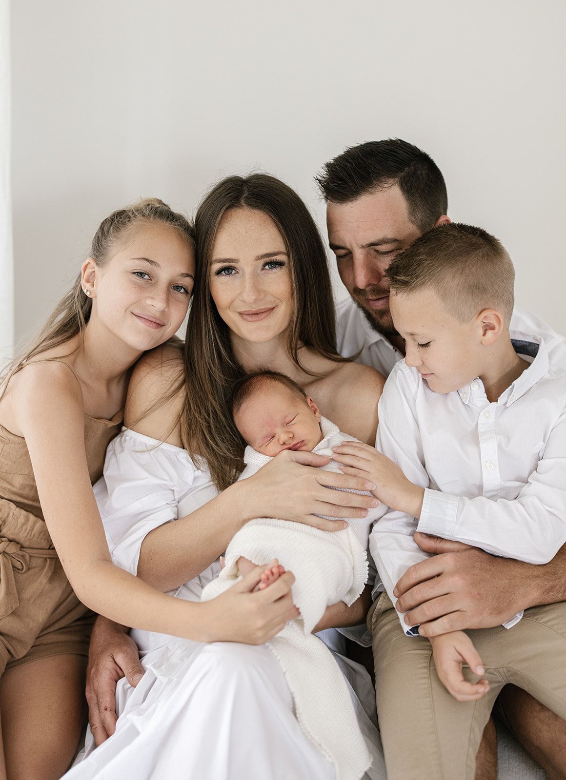 family portrait in a brisbane newborn photography studio