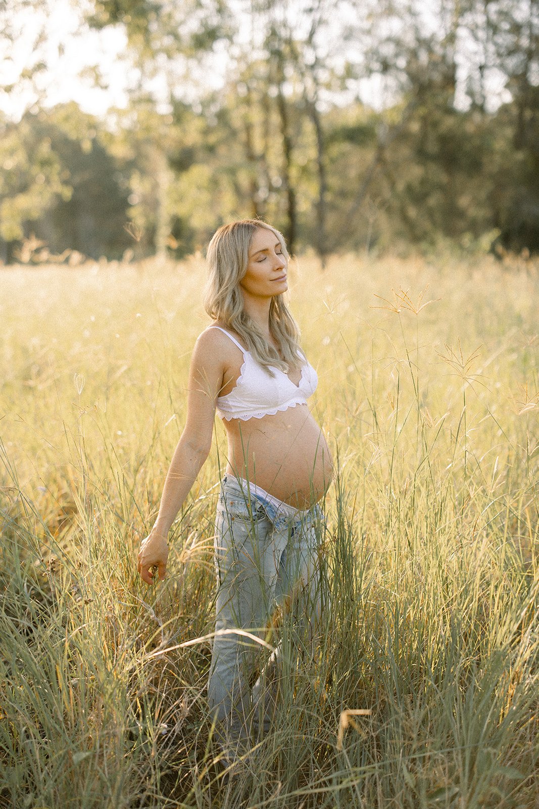 Mother to be portrait at sunset