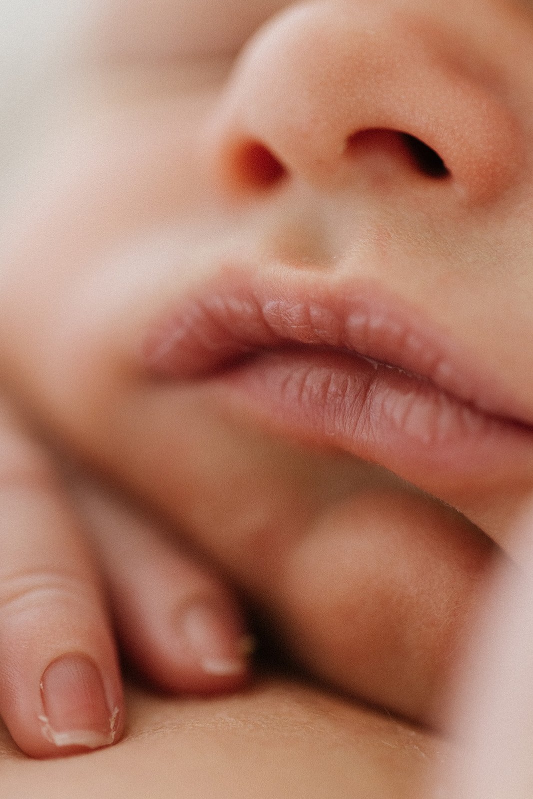 Marco photography of newborn lips