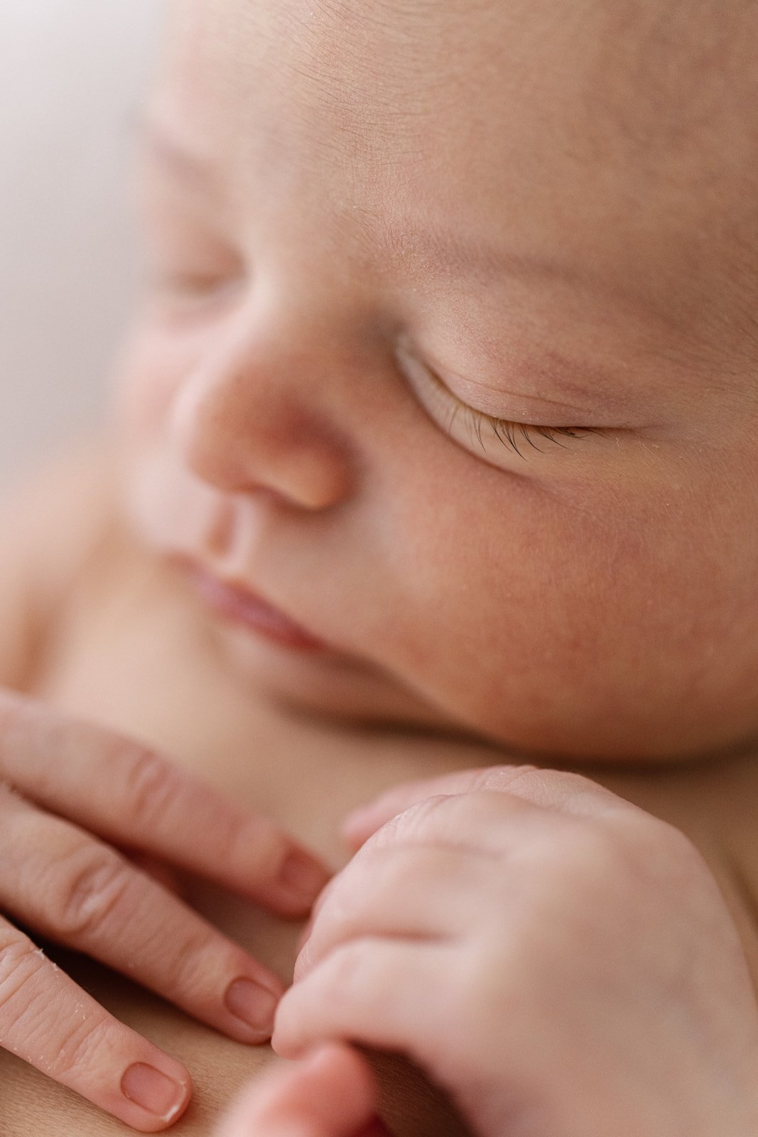 close up of newborn baby eyelashes