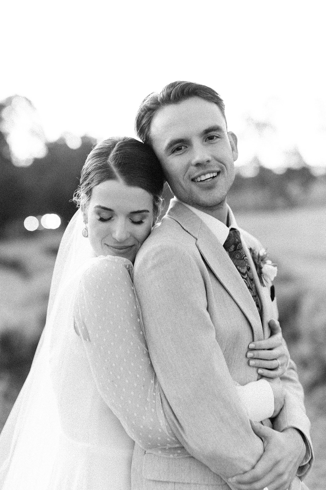 black and white photography of a couple newly married at Sirromet Winery Brisbane Wedding venue 