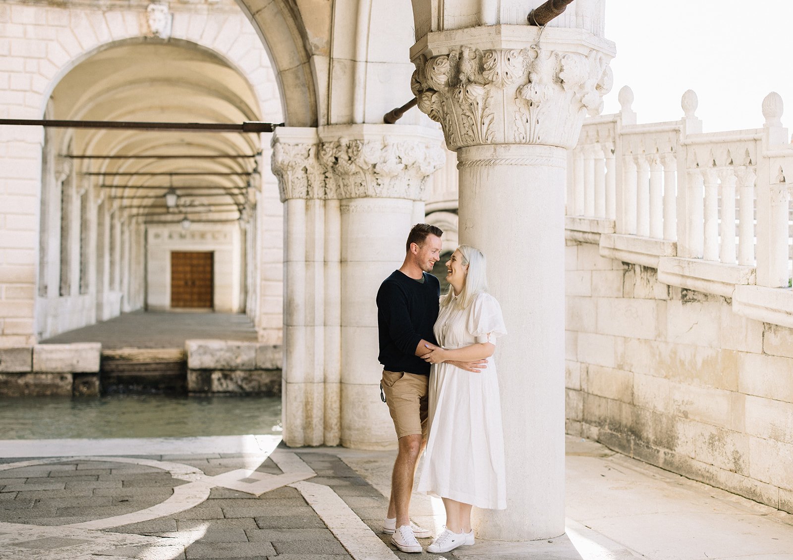 An engagement session photographed near the bridge of sigh Venice Italy
