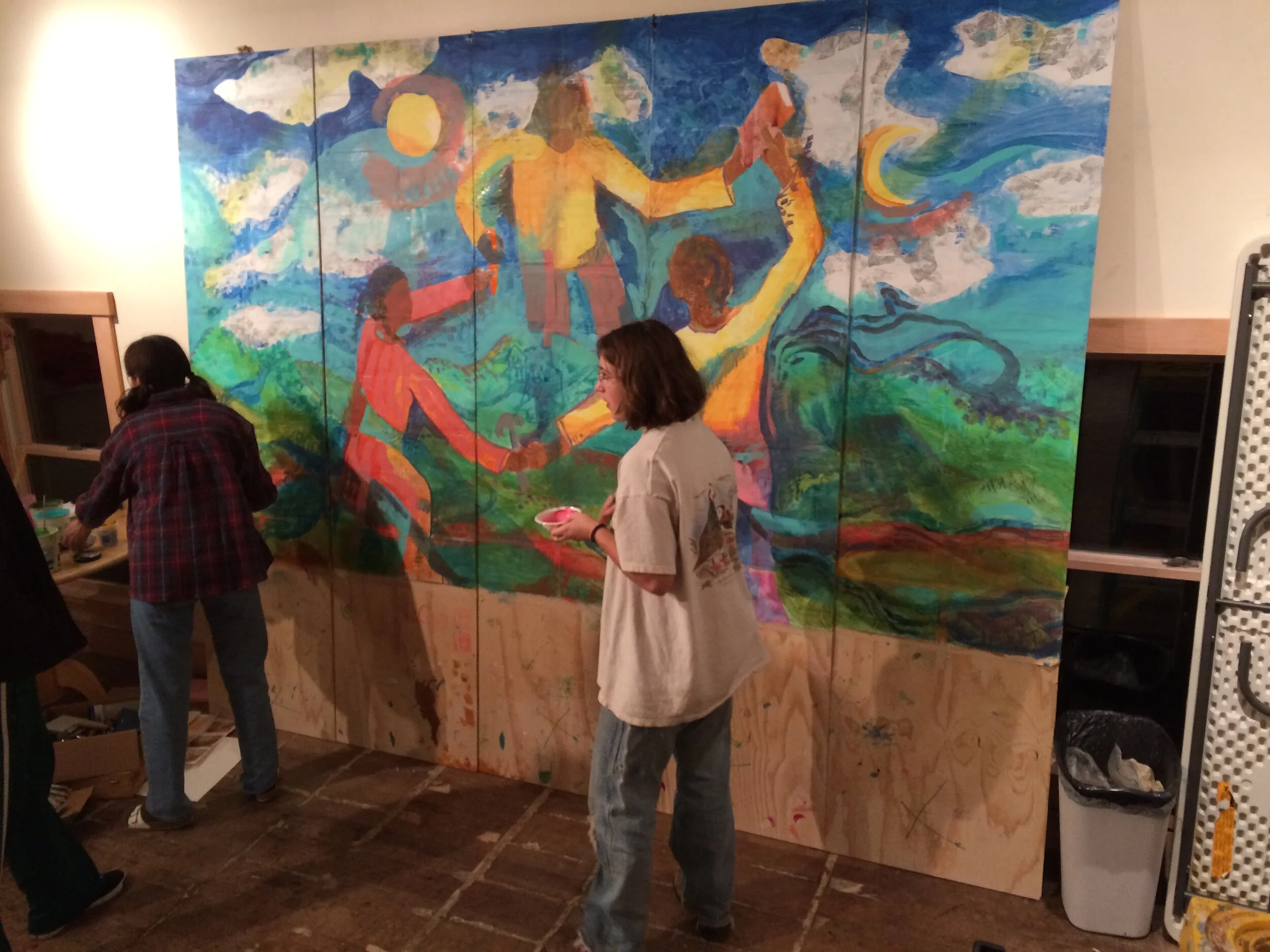 The finished painting, of which 100 cards are each a part.