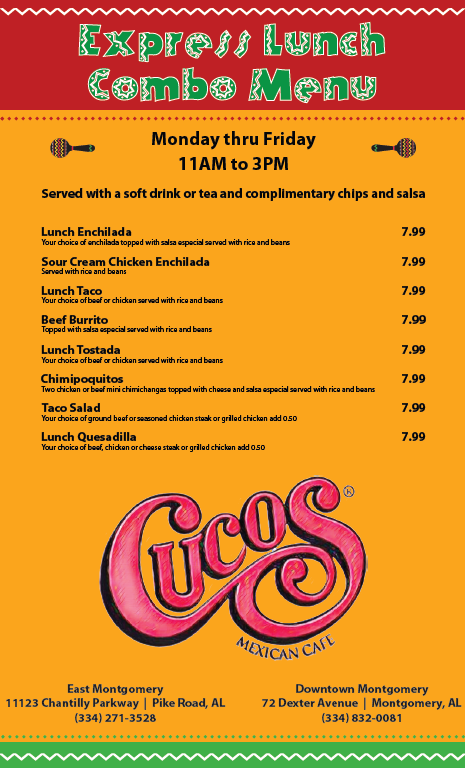 Chantilly Menu — Cucos Mexican Cafe