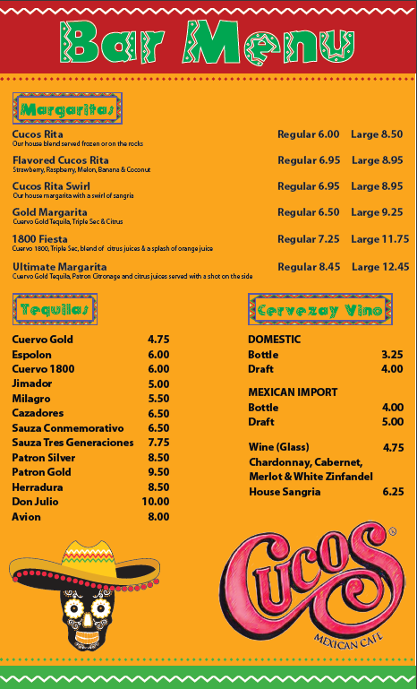 Chantilly Menu — Cucos Mexican Cafe