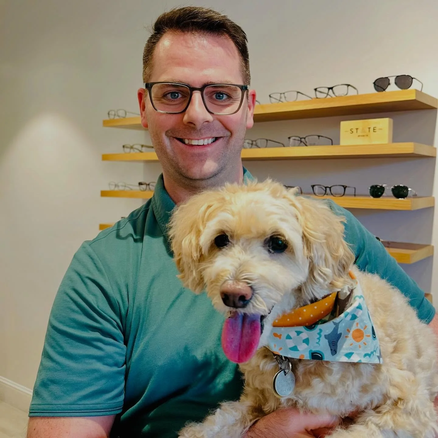 Happy Thursday from these boys! 🤓👨🏼&zwj;⚕️🐶 #furryemployee #minicooperbovy #eyes #eyeexam #eyeglasses #glasses #sunglasses #eyedoctor #optometry #optometrist #spectacle #spectacles #shopsmall #familyowned #seebetterlookgood #spectacleoptometry