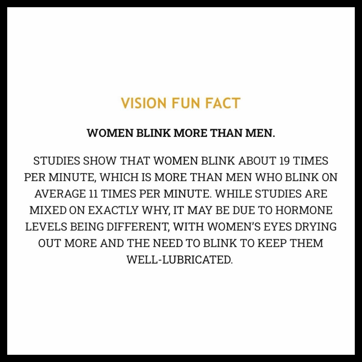 I don&rsquo;t know about you, but I think it might have something to do with women&rsquo;s amazing eye rolls, too! Even our daughter, Parker, who is just 4 years old, has PERFECTED the eye roll when we ask her to do things!! 👀🤣
#visiontrivia #eyefu
