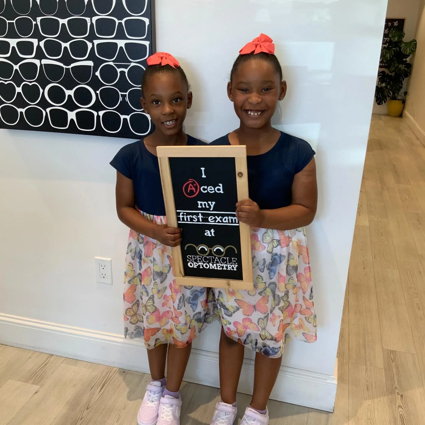 These cuties got their eye exams last week and did so good!! Don&rsquo;t forget that they can&rsquo;t always tell when something is blurry so it&rsquo;s always good to check kids&rsquo; eyes each and every year! 🤓🙌🏻 #kidseyeexam #childrensglasses 