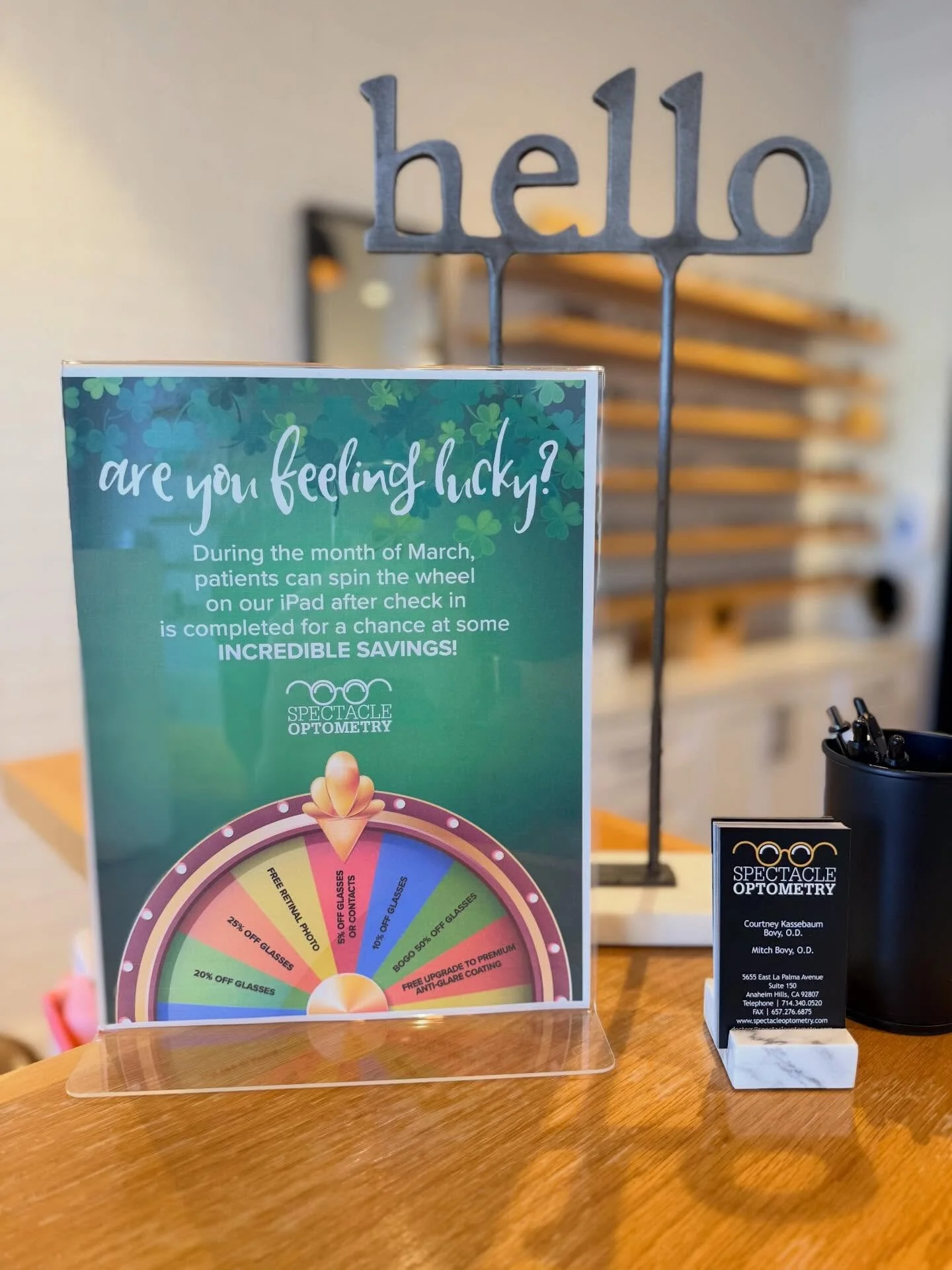 Can you believe that we&rsquo;re halfway through March already?! 🤯 Be sure to book your appointment for your chance to spin our wheel of savings! 🍀 #marchmadness #howluckyareyou #shopsmall #eyeexam #spectacleoptometry