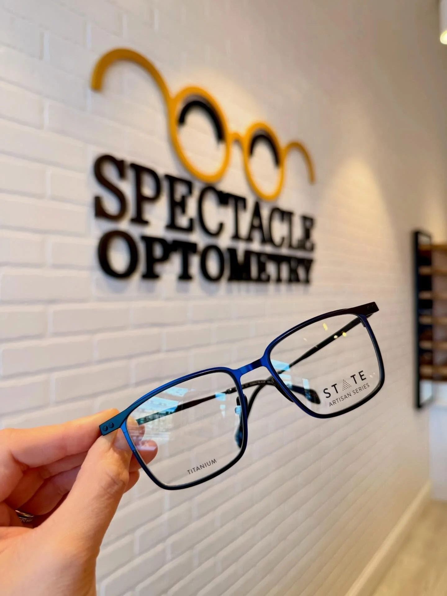 The hint of blue among the black on these @stateopticalco frames is just what we needed! Come check them out! #stateopticalco #popofcolor #eyeglasses #shopsmall #spectacleoptometry