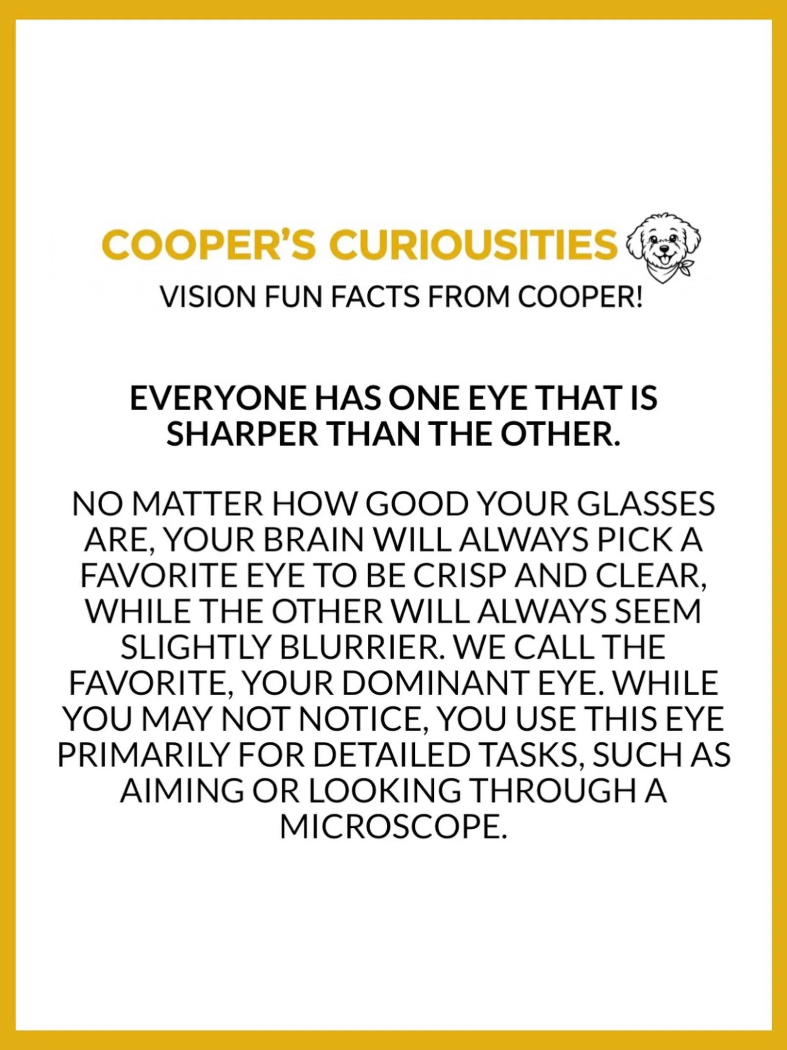 Your favorite, or dominant eye, doesn&rsquo;t always correlate with your hand dominance either! 🖐🏻 👁️ 🤯 crazy, huh?! #funfactfriday #visiontrivia #themoreyouknow #spectacleoptometry #seebetterlookgood