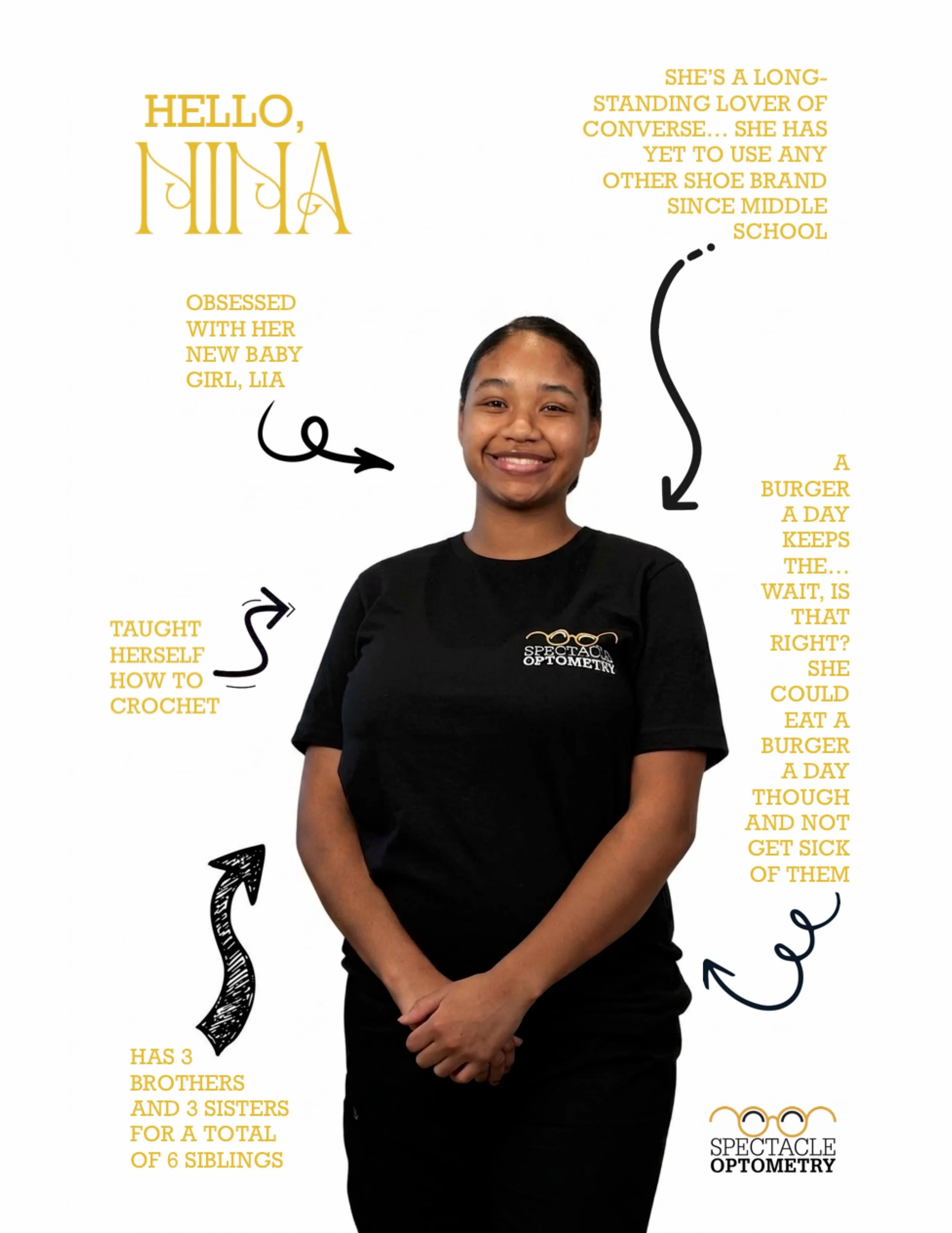 Our next employee spotlight is Nina!! 🙌🏻 #employeespotlight #shopsmall #spectacleoptometry