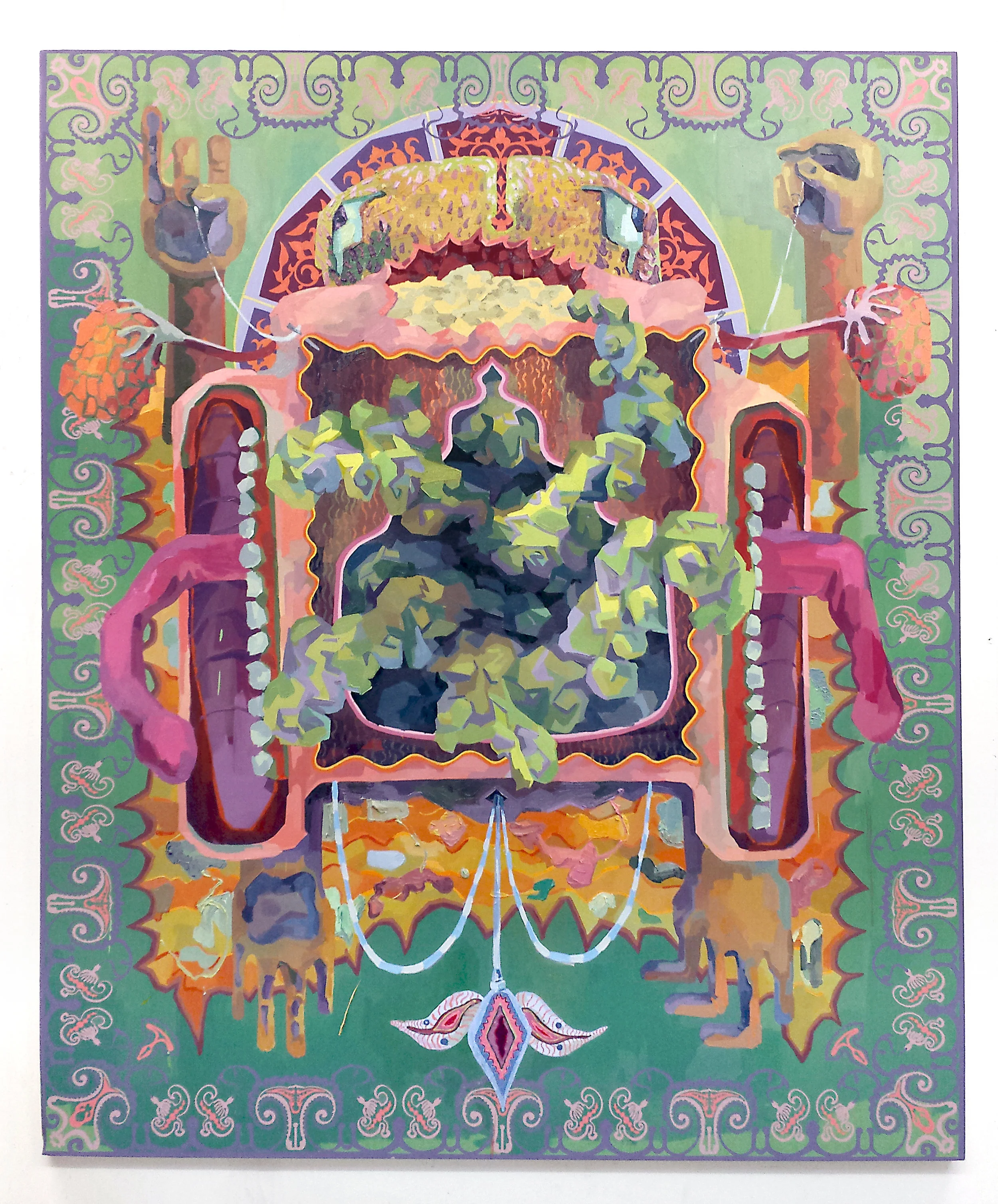   Untitled (two dogs-green)  Oil on canvas 60" x 72" 2015   