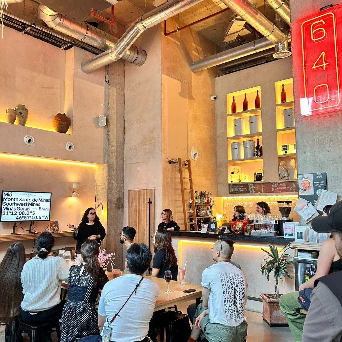 A snapshot of last week's talk by Mi&oacute;'s Ana Luiza Pellicer, held at 640East Water Street.

To learn more about Mi&oacute;'s intuitive farming responses to the ever-present challenges of climate change on coffee production, be sure to check the