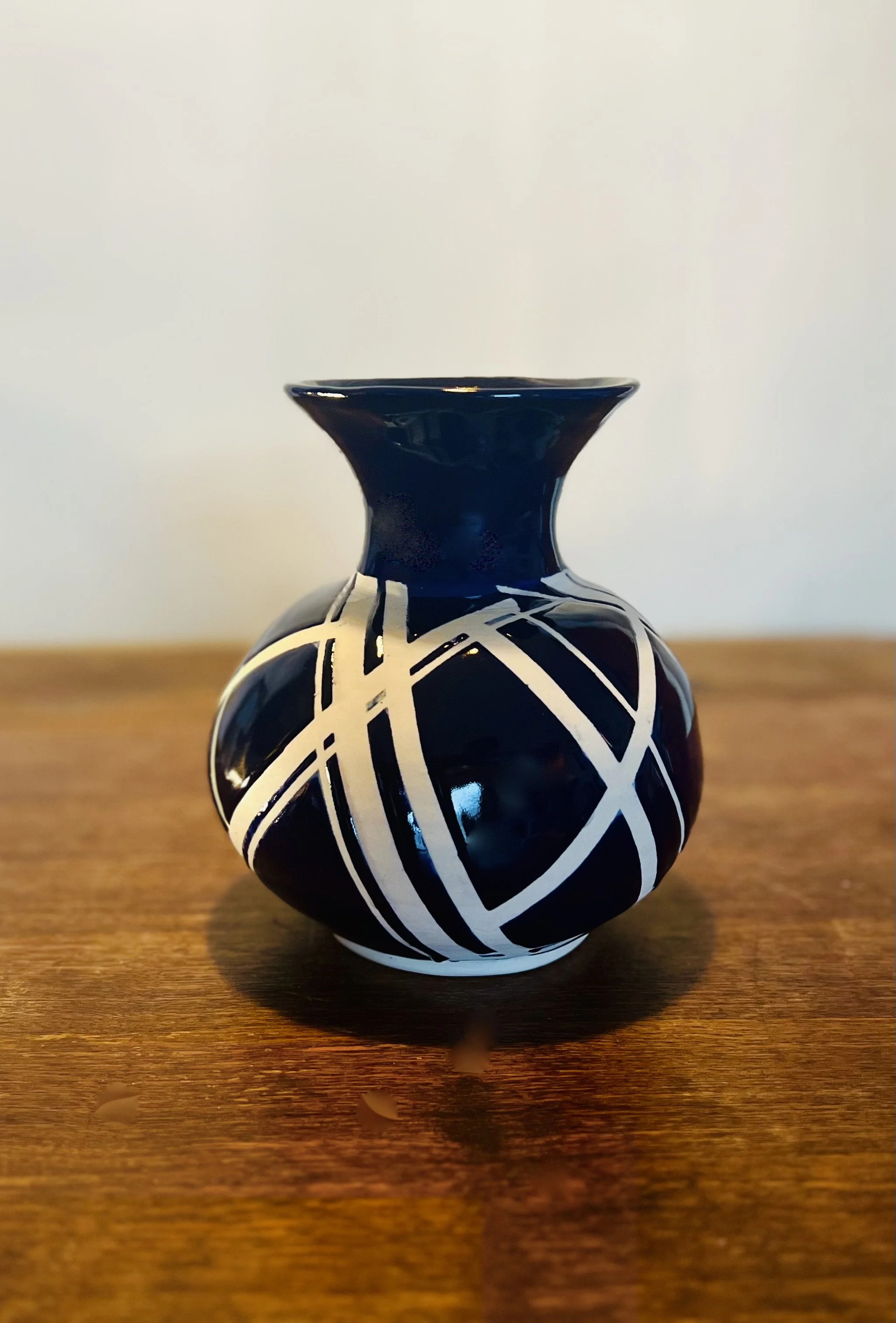 Blue + White Tape-Resist Vase 4