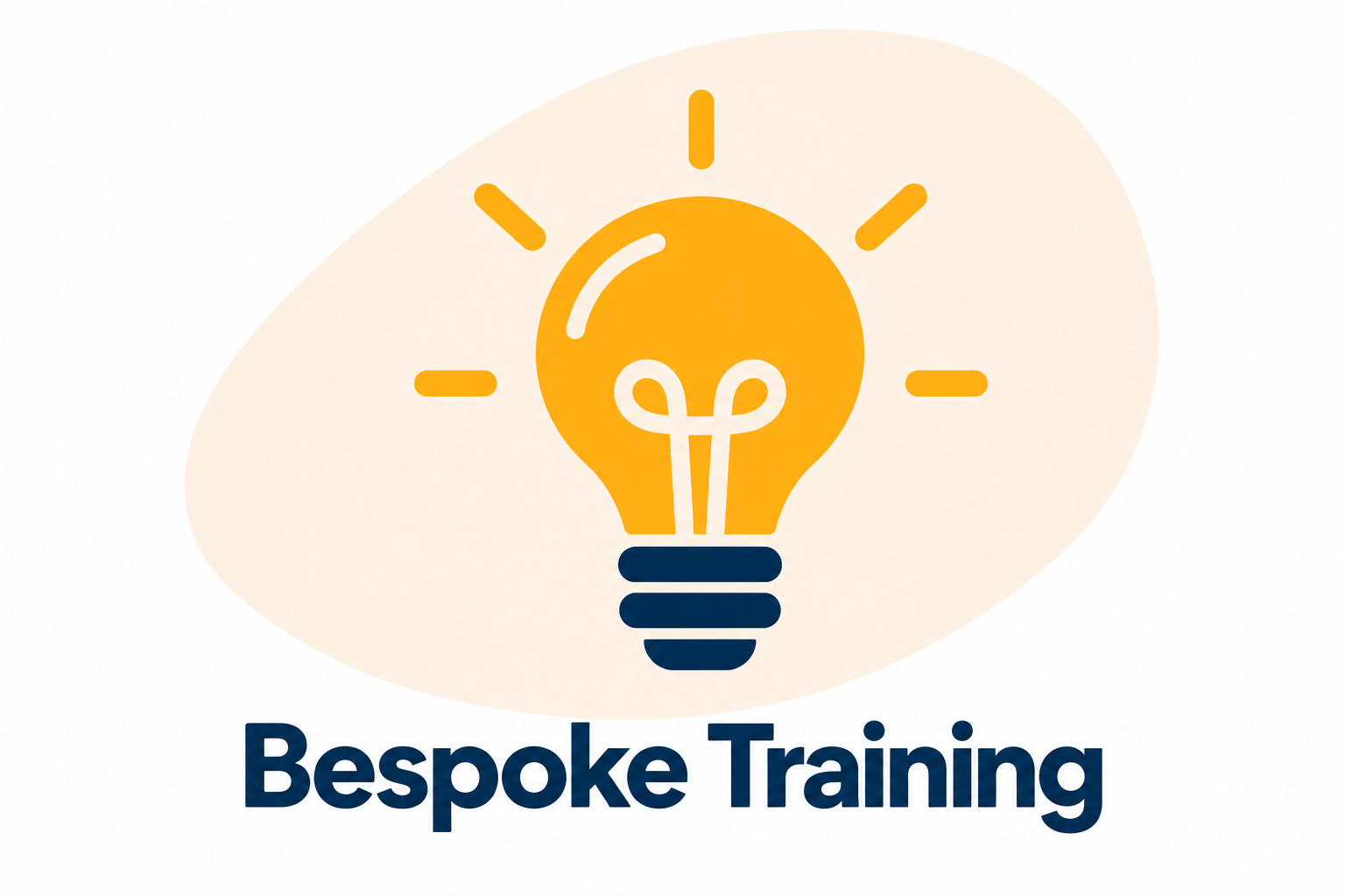Logo featuring a yellow lightbulb with stylized filament and rays, with the text "Bespoke Training" in bold blue letters below.