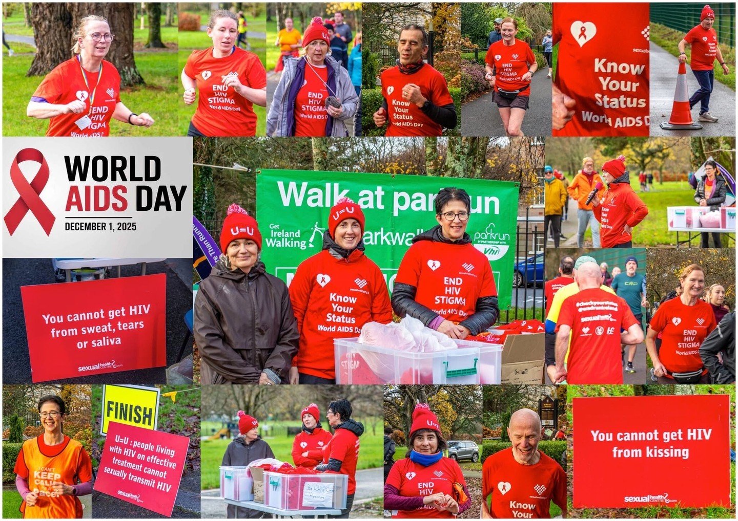 The #redrun pics keep coming in.  Thank you to everyone who took part in the red run in Tralee Town Park @traleeparkrun to promote the U equals U message and tackling HIV stigma.  #HIV #UequalsU #movetotacklestigma #movetofightstigma