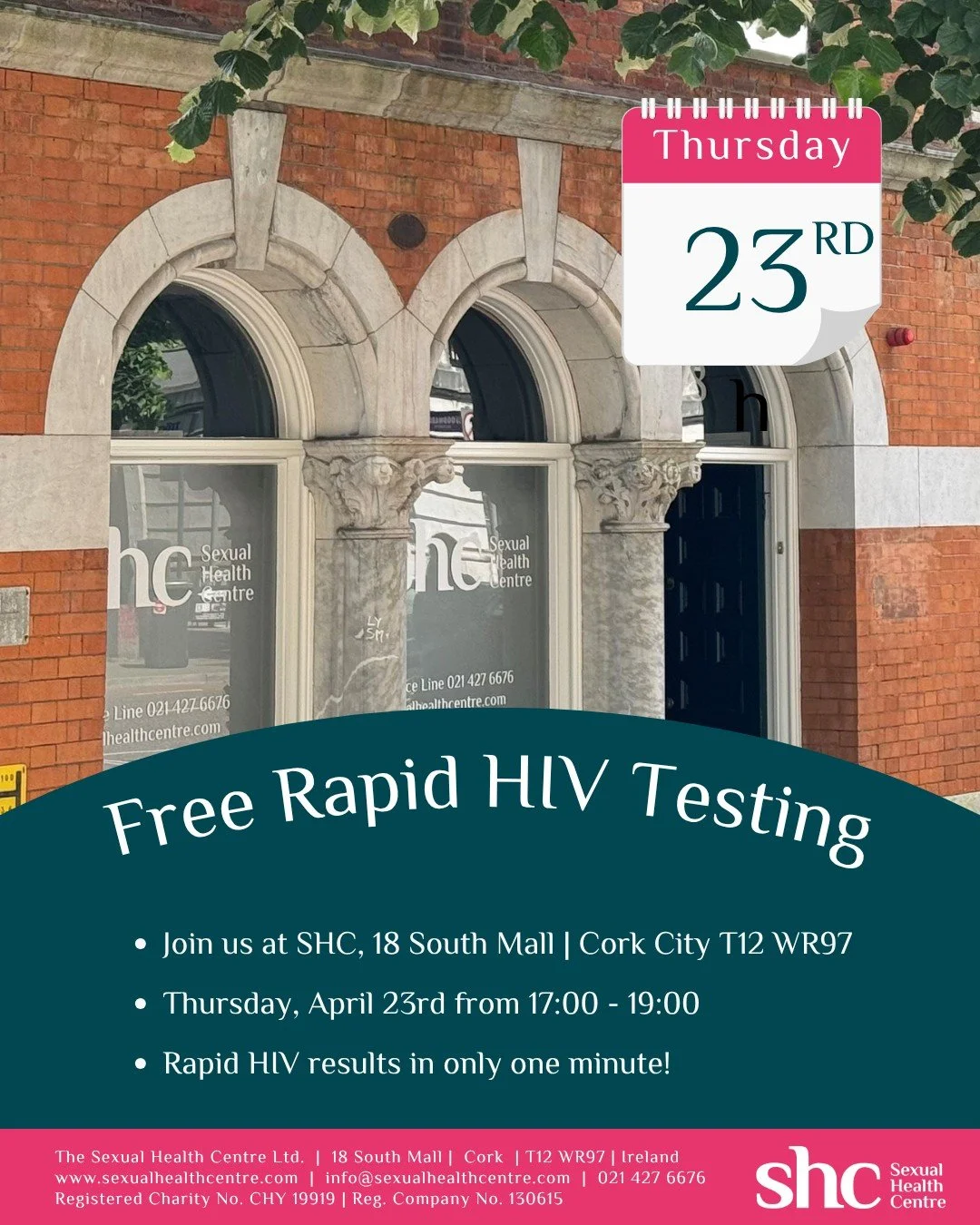 Evening rapid HIV testing at the Sexual Health Centre.  April 23rd from 1700 - 1900.  #rapidtesting #uequalsu #hiv