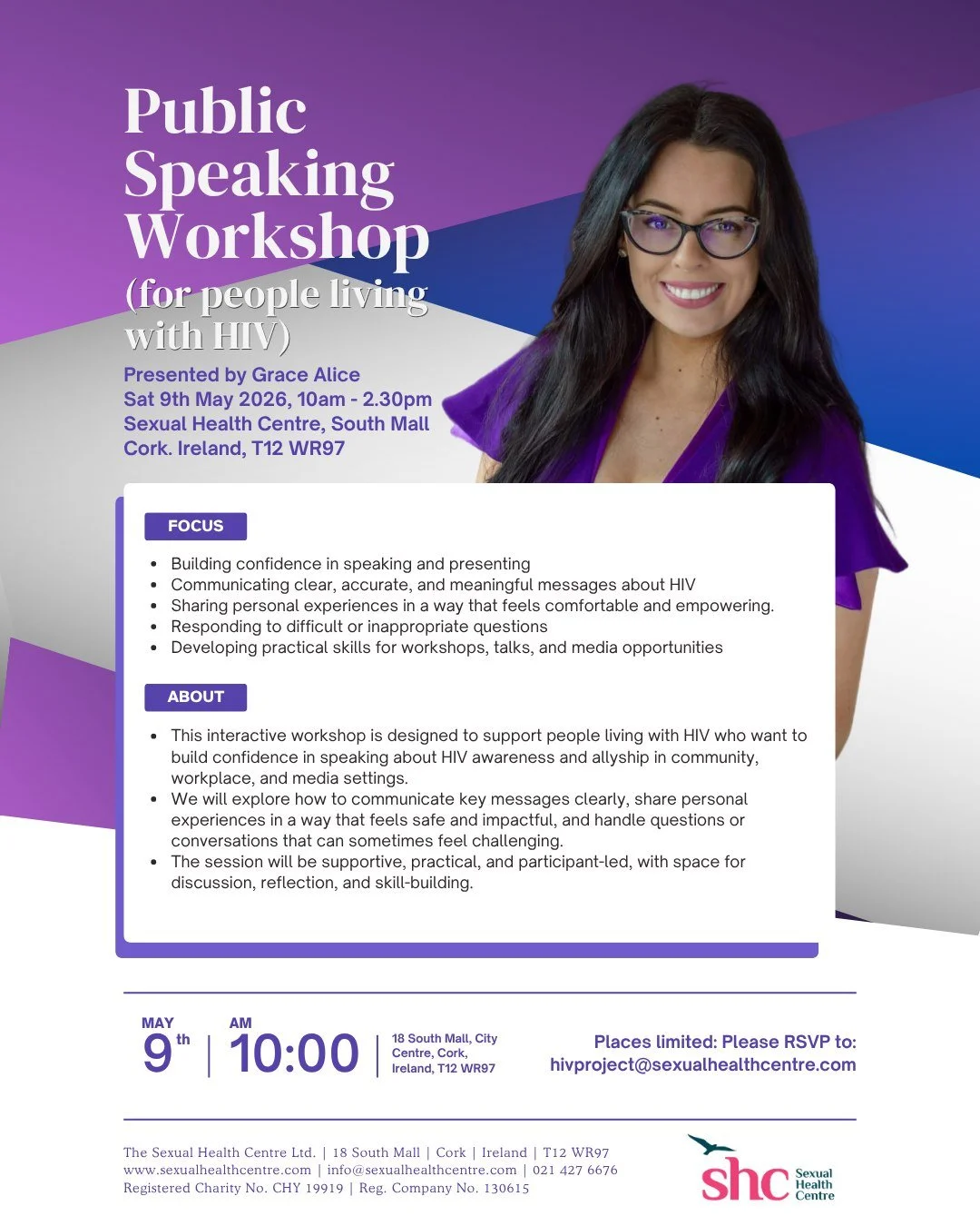 Public Speaking Workshop (for people living with HIV)
Presented by Grace Alice
This interactive workshop is designed to support people living with HIV who want to build confidence in speaking about HIV awareness and allyship in community, workplace, 