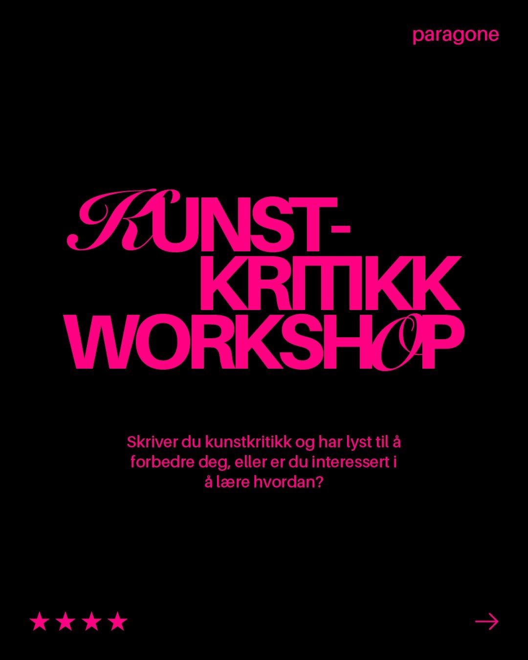 ★Kunstkritikk Workshop med Paragone★
Skriver du kunstkritikk og har lyst til &aring; forbedre deg, eller interessert i &aring; l&aelig;re hvordan? Meld deg p&aring; kunstkritikk workshop med Paragone og kunstkritiker Edvard Granum!
★
Edvard Granum Di