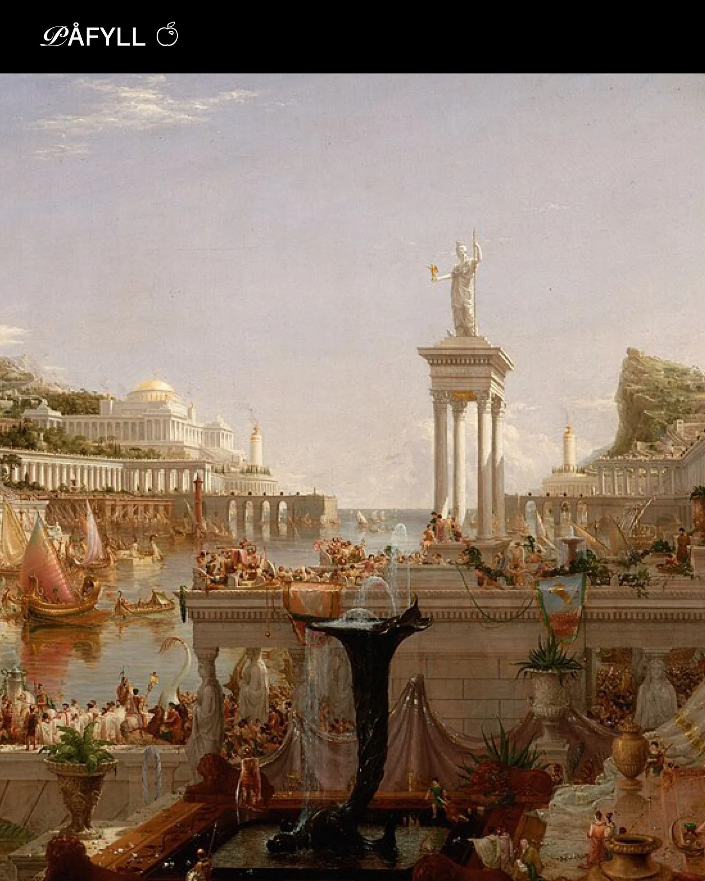 P&aring;fyll - Det ultimate imperiet

Et romantisert imperium p&aring; toppen av sin makt, som har kvalt naturen under brostein og marmor, helt uvitende om at katastrofen venter i kulissene.

Thomas Cole er en engelskf&oslash;dt amerikansk landskapsm