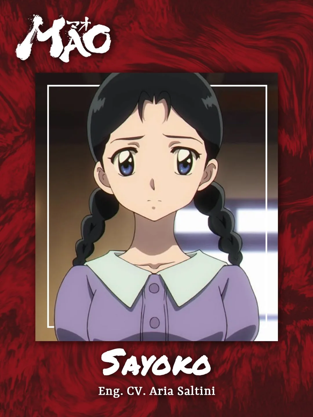 You can hear me as Sayoko in MAO! I&rsquo;m honored to be a part of this show, thank you so much @mummychan, @tonyoliver275, @bangzoom, @vizmedia and @cesdvoiceover! Check out the English dub now streaming on Hulu and Disney+! ❤️