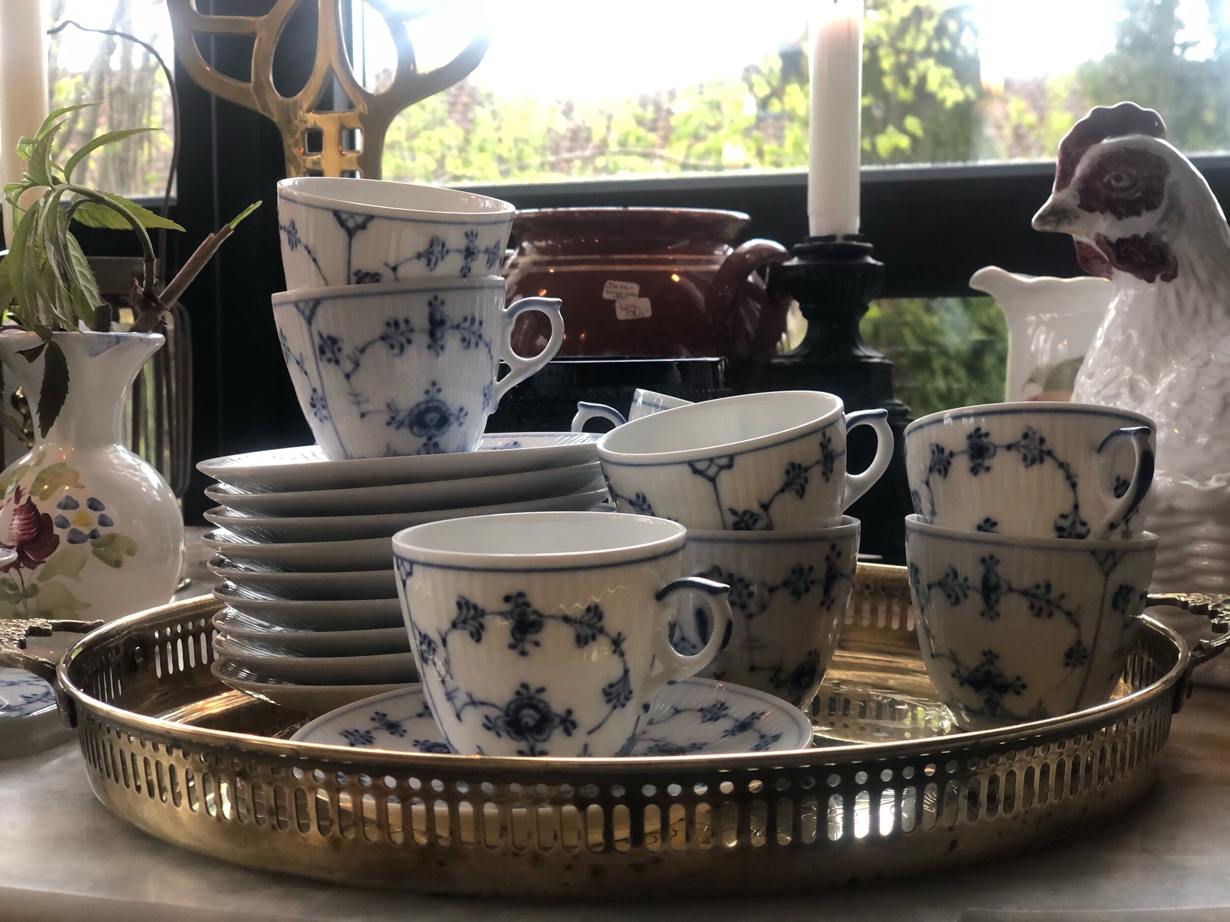 Riflet kaffekopper stråmønster RoyalCopenhagen Kongelig Dansk porselen model 80 kr 650 stk