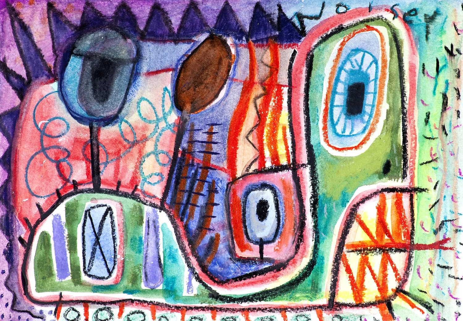    Bugeyes,  water soluble crayons 5” x 7”  