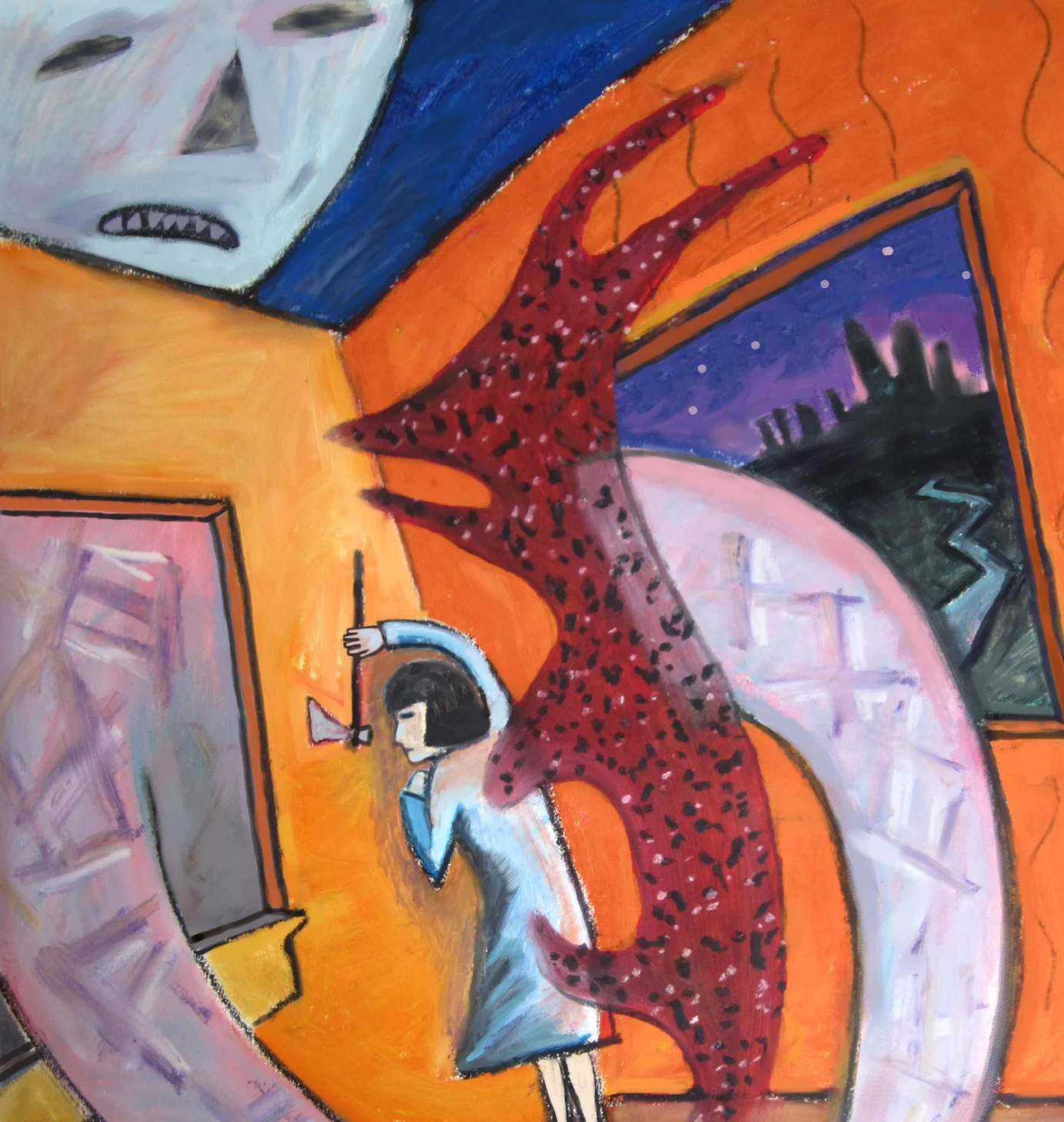 The Intruder, oil stick on paper