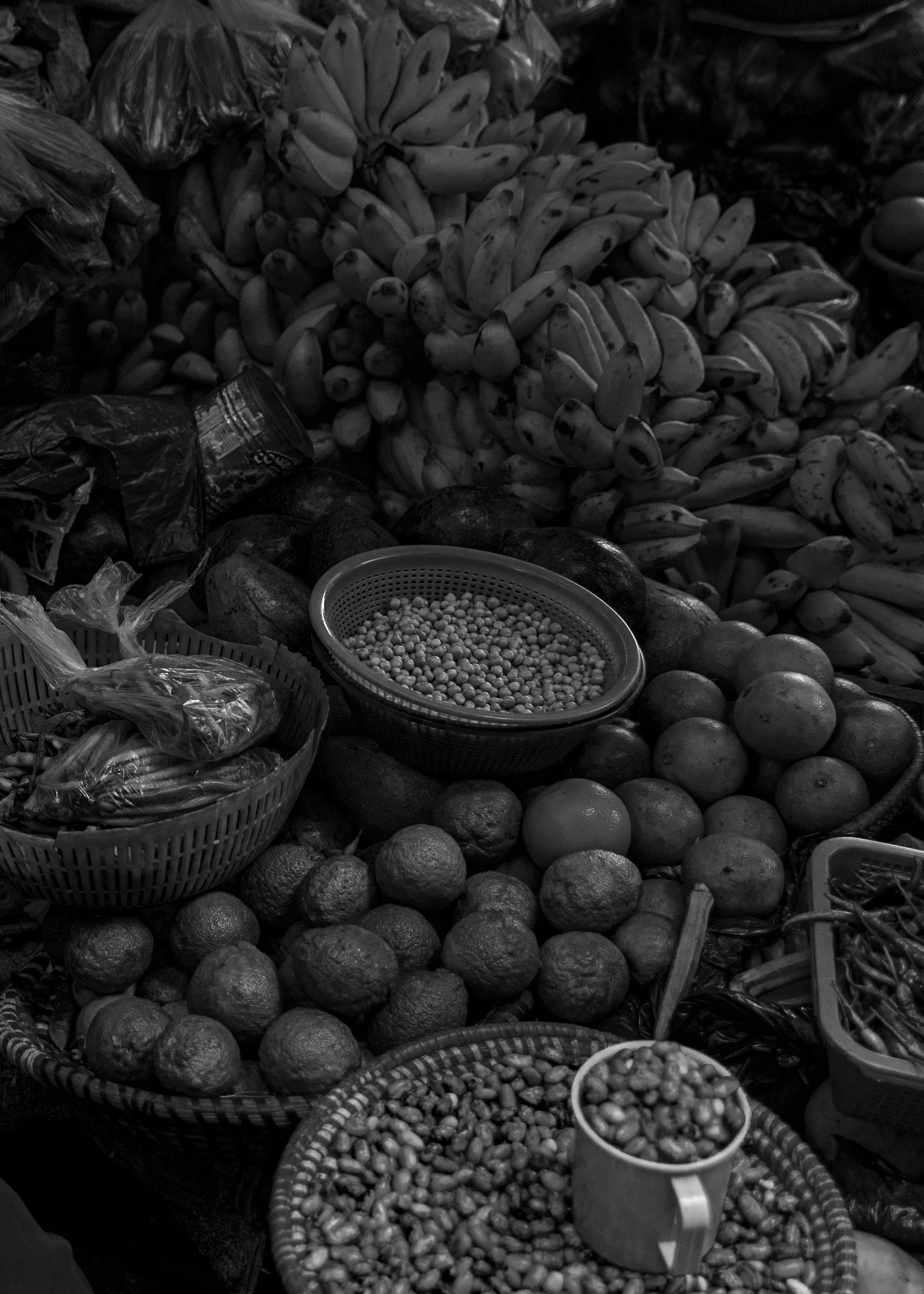 Fruit and vegetables at the Bugolobi Market in Kampala BW.jpg