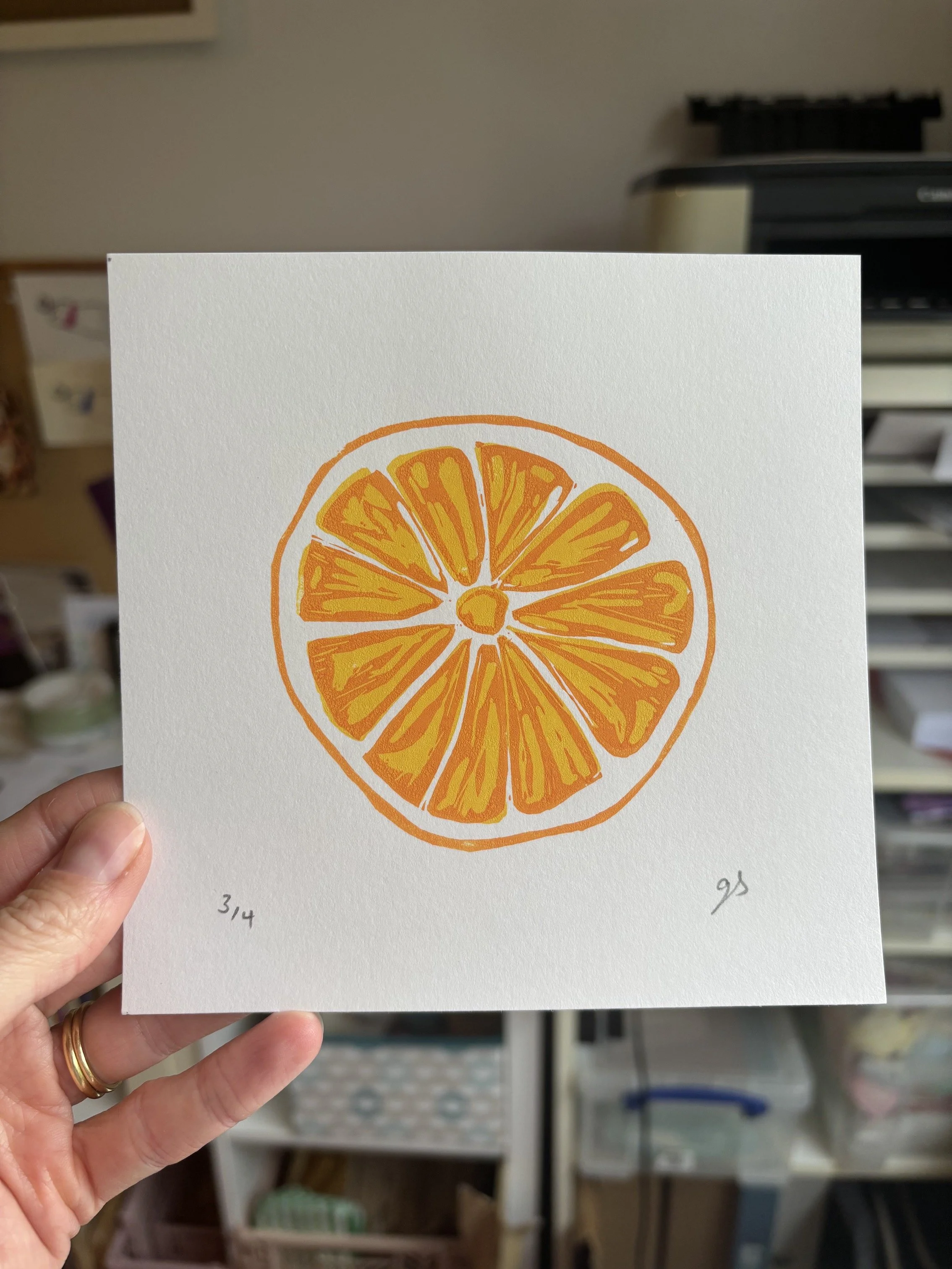 Orange Lino Print