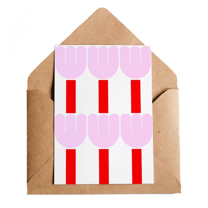 Tulips in Red and Pink Card