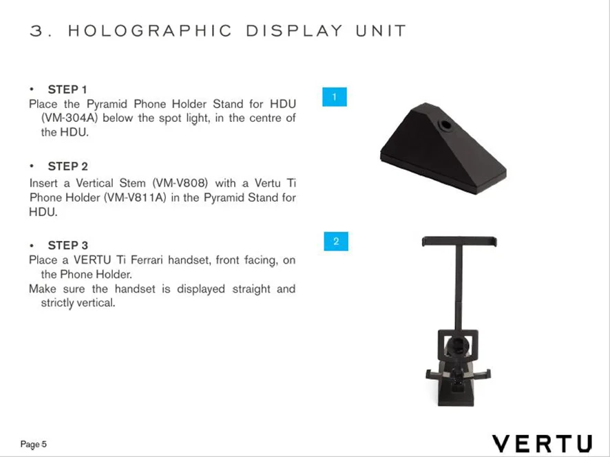 Vertu Ti Ferrari . holographic display unit guideline . worldwide